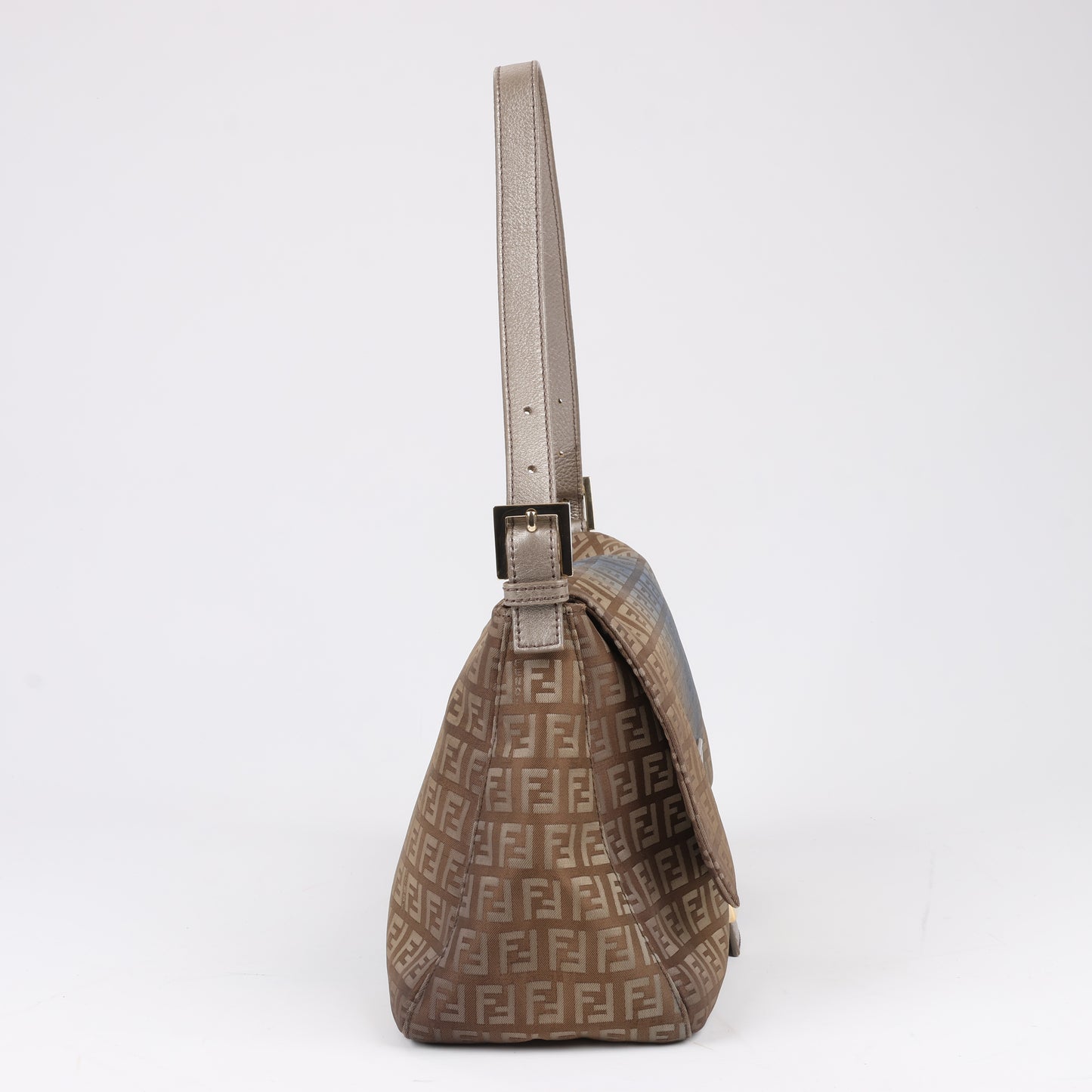 FENDI Zucchino Mamma Baguette Canvas & Leder One Shoulder Tasche in Braun 8BR001