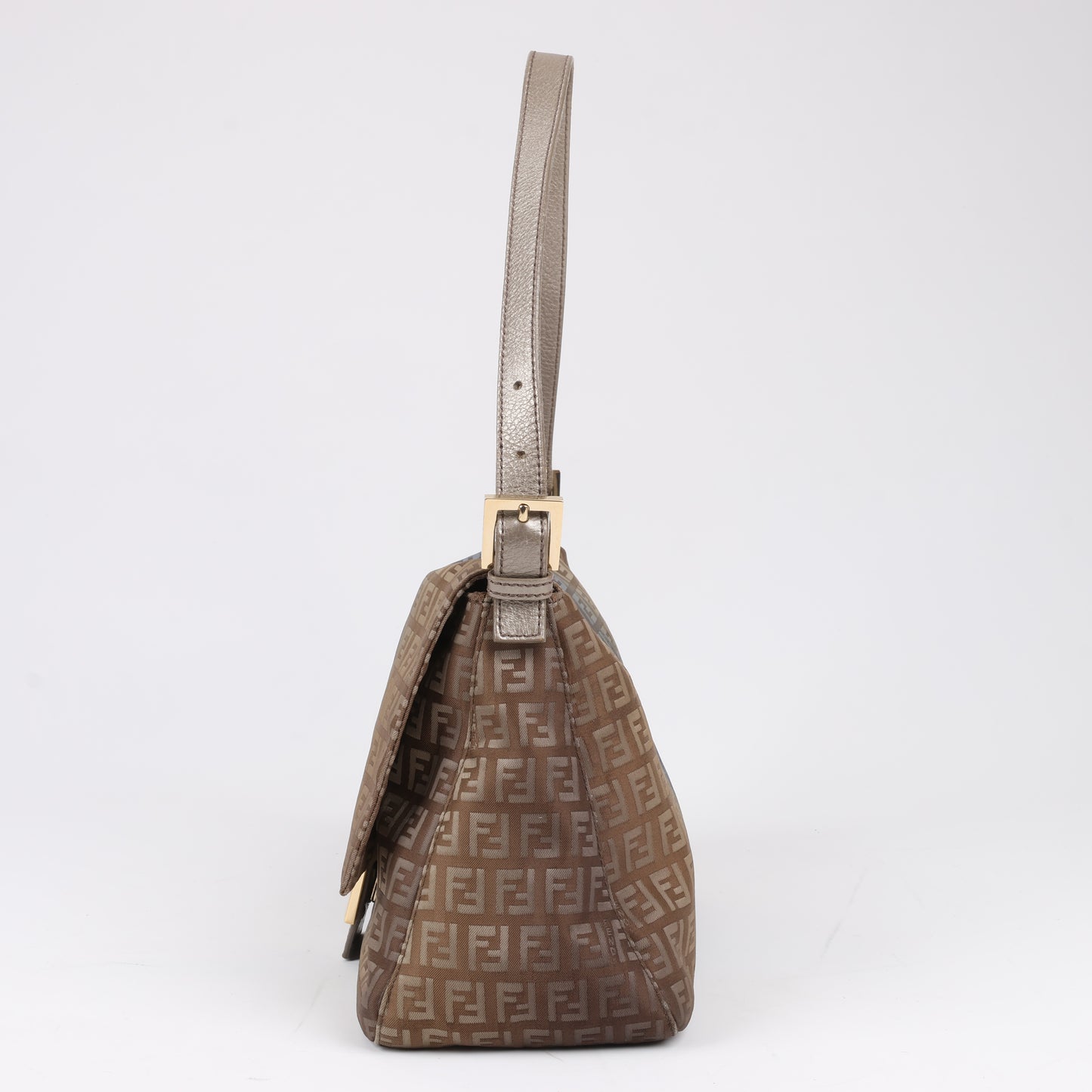 FENDI Zucchino Mamma Baguette Canvas & Leder One Shoulder Tasche in Braun 8BR001