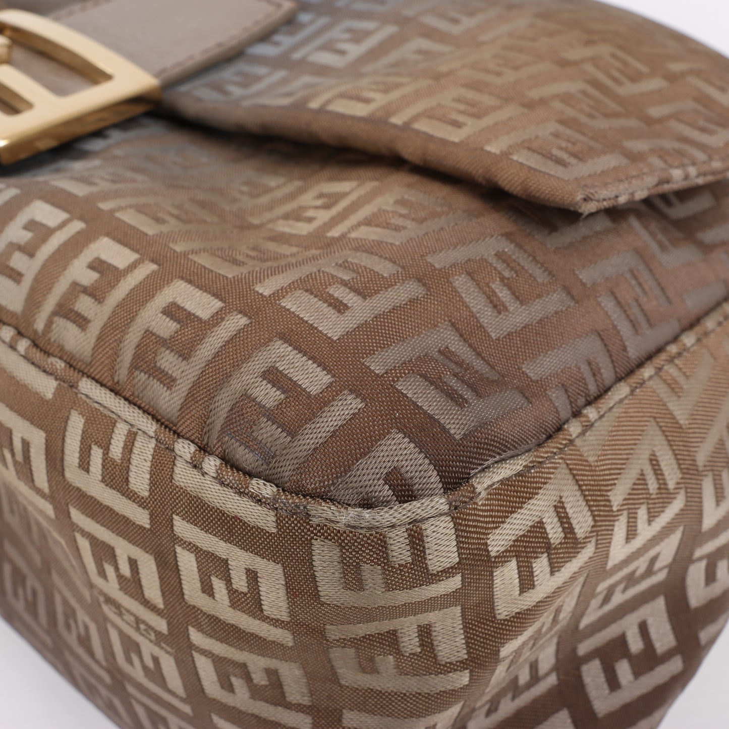 FENDI Zucchino Mamma Baguette Canvas & Leder One Shoulder Tasche in Braun 8BR001