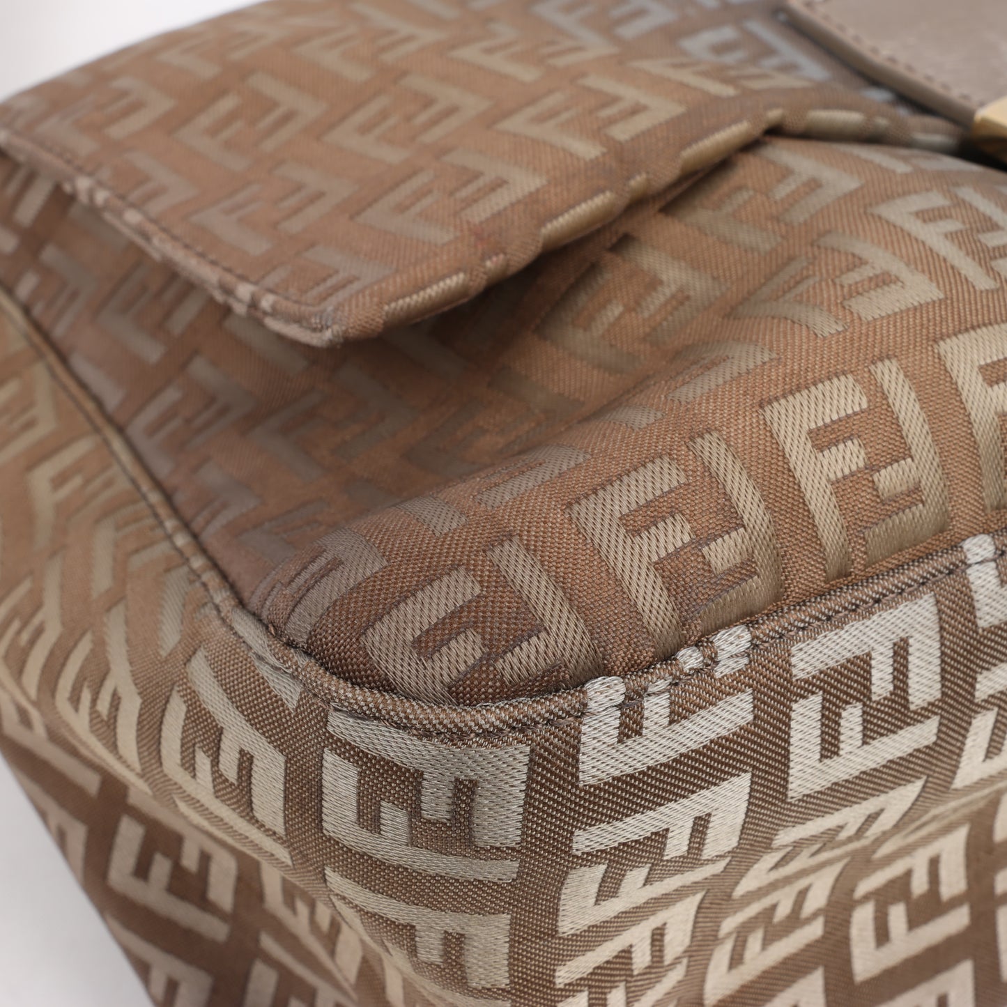 FENDI Zucchino Mamma Baguette Canvas & Leder One Shoulder Tasche in Braun 8BR001