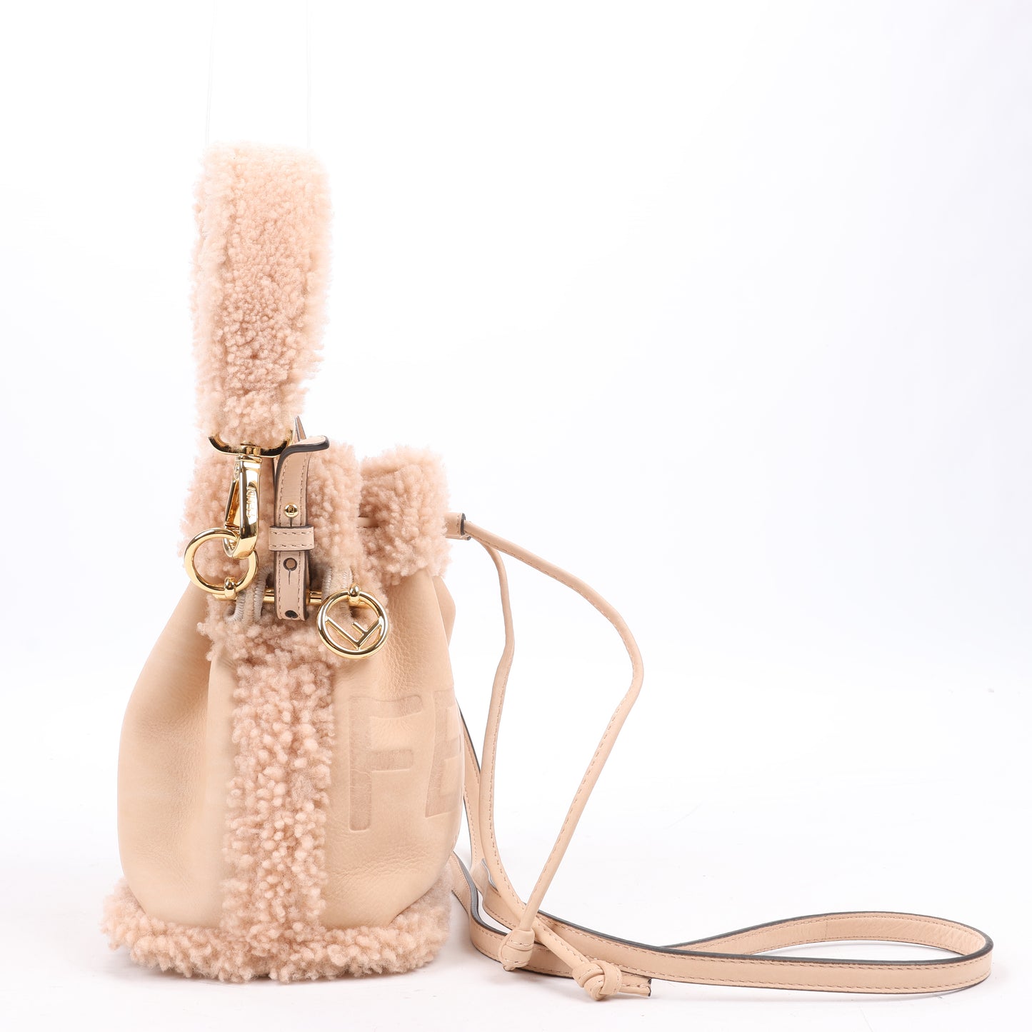 Fendi Mon Tresor Mini Mouton 2Way Umhängetasche in Puderbeige 8BS010