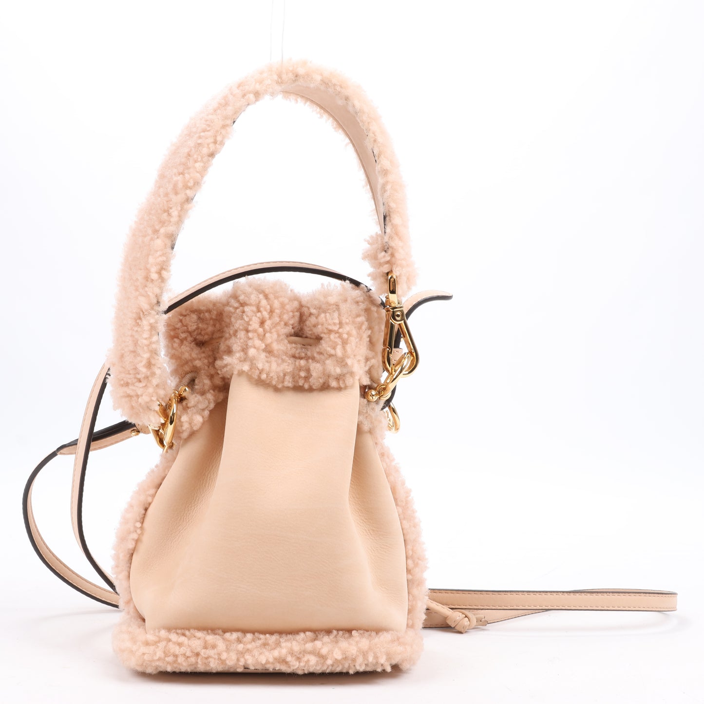 Fendi Mon Tresor Mini Mouton 2Way Umhängetasche in Puderbeige 8BS010