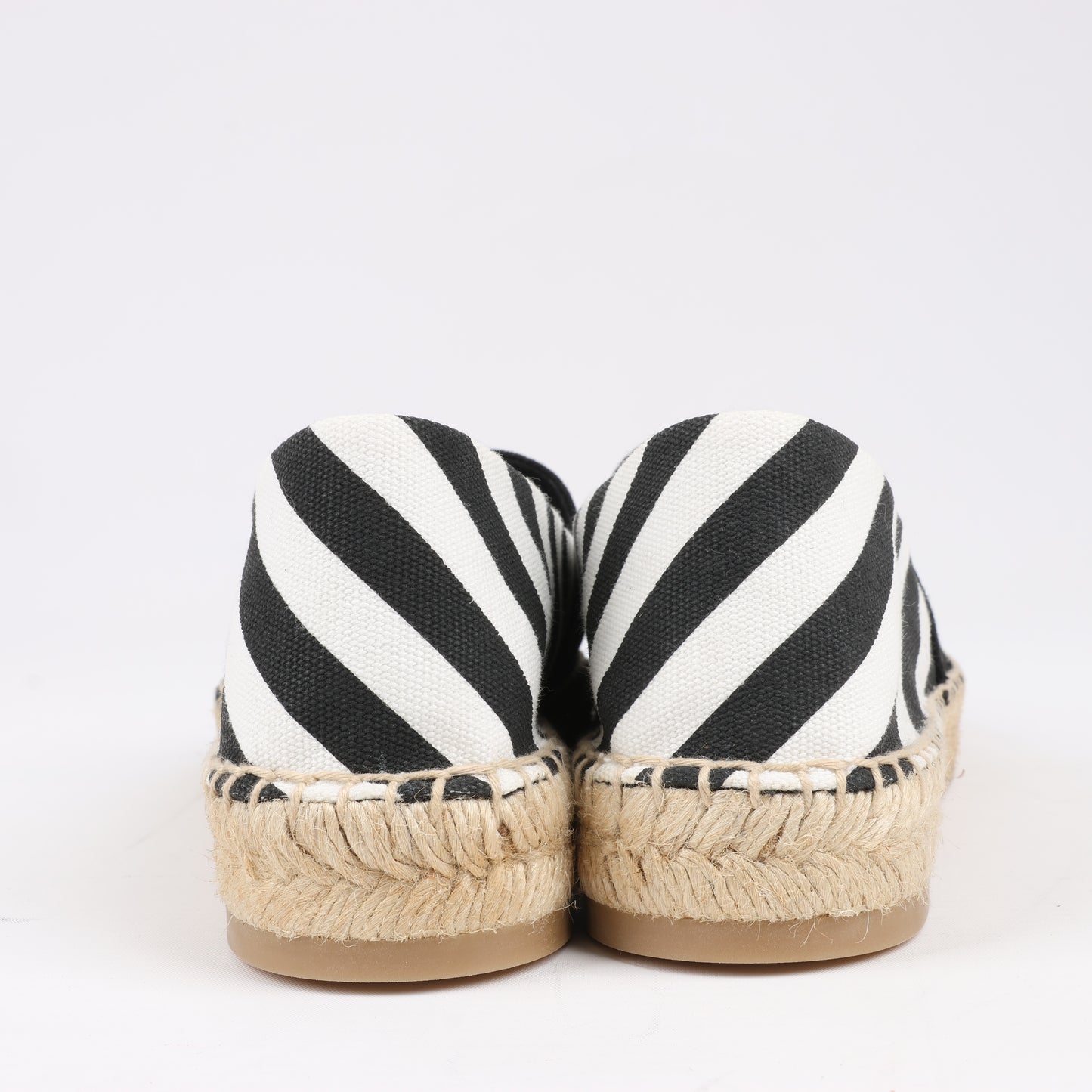 Espadrilles plates OFF-WHITE à rayures diagonales noires et blanches, pointure 37