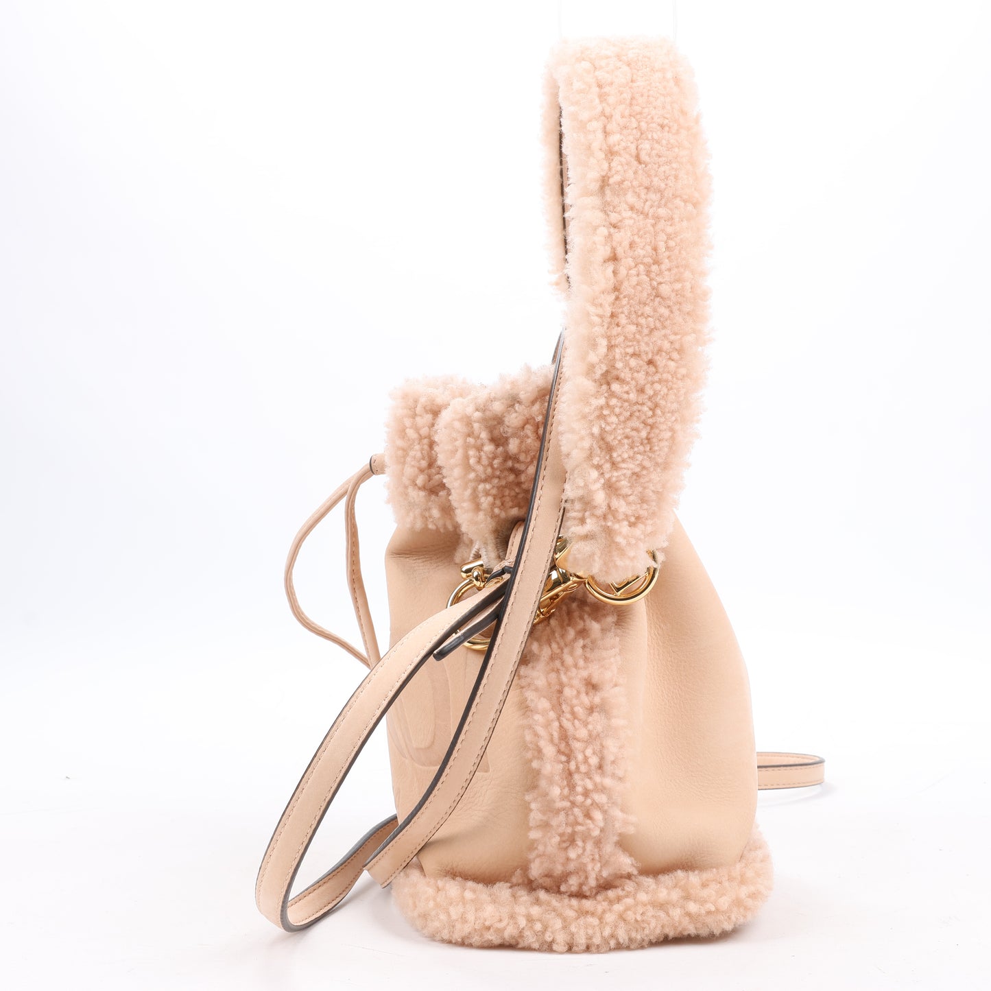 Fendi Mon Tresor Mini Mouton 2Way Umhängetasche in Puderbeige 8BS010