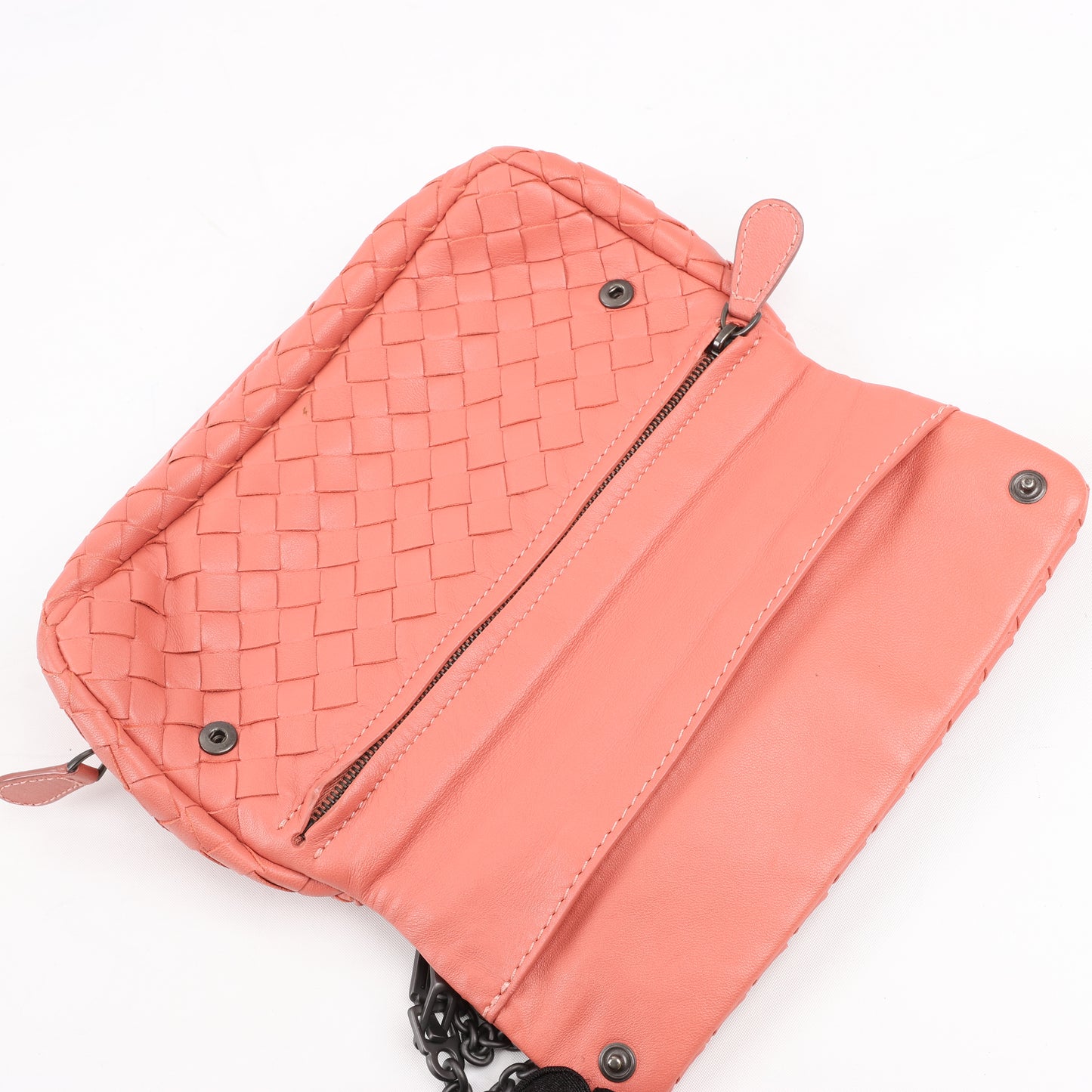 BOTTEGA VENETA Intrecciato Leather Chain Shoulder Bag in Pink