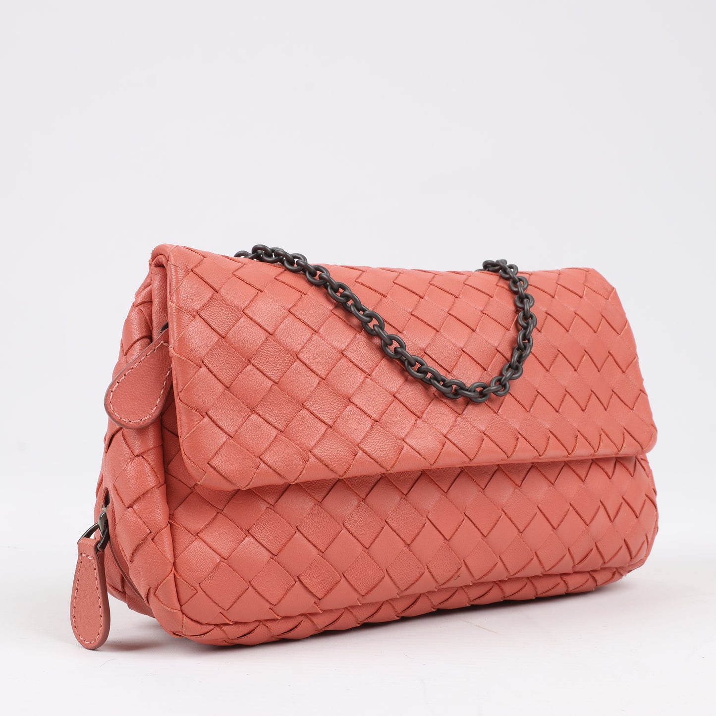 BOTTEGA VENETA Intrecciato Leather Chain Shoulder Bag in Pink