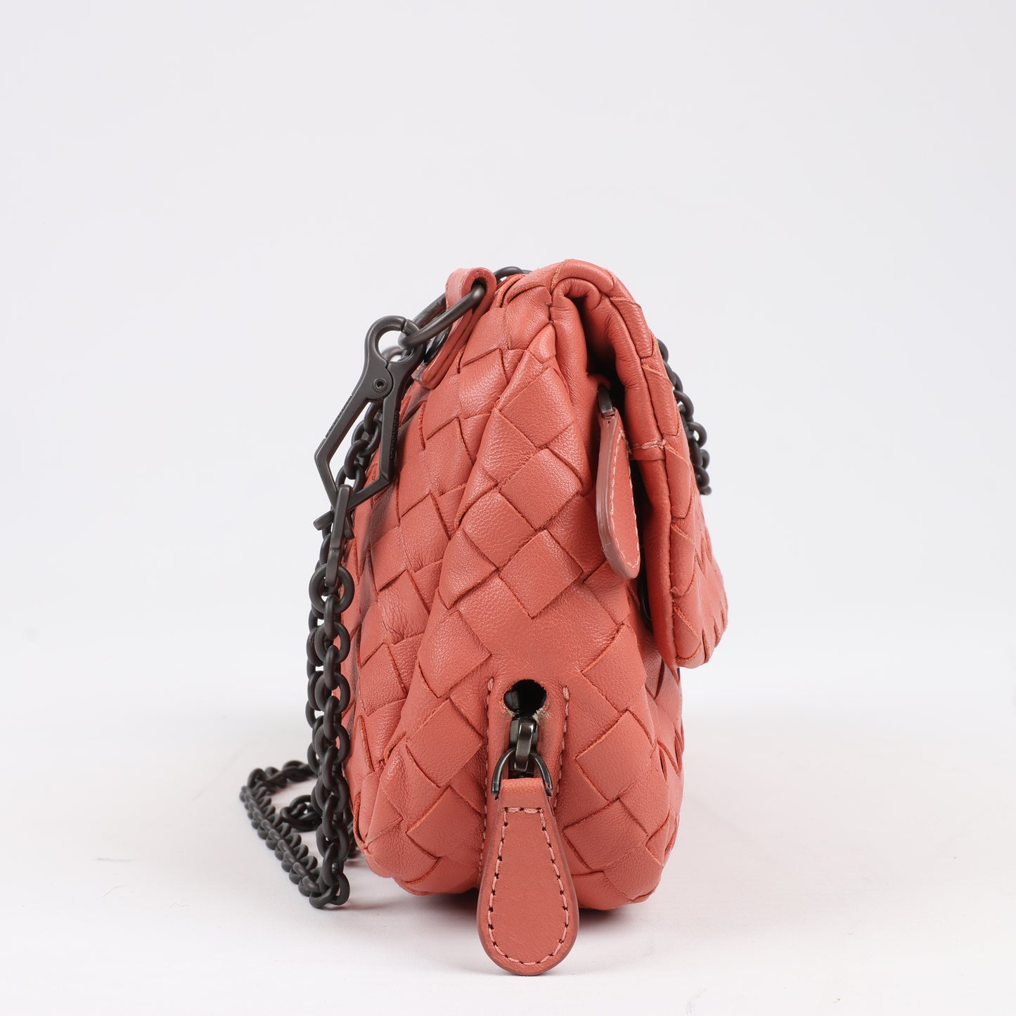 BOTTEGA VENETA Intrecciato Leather Chain Shoulder Bag in Pink