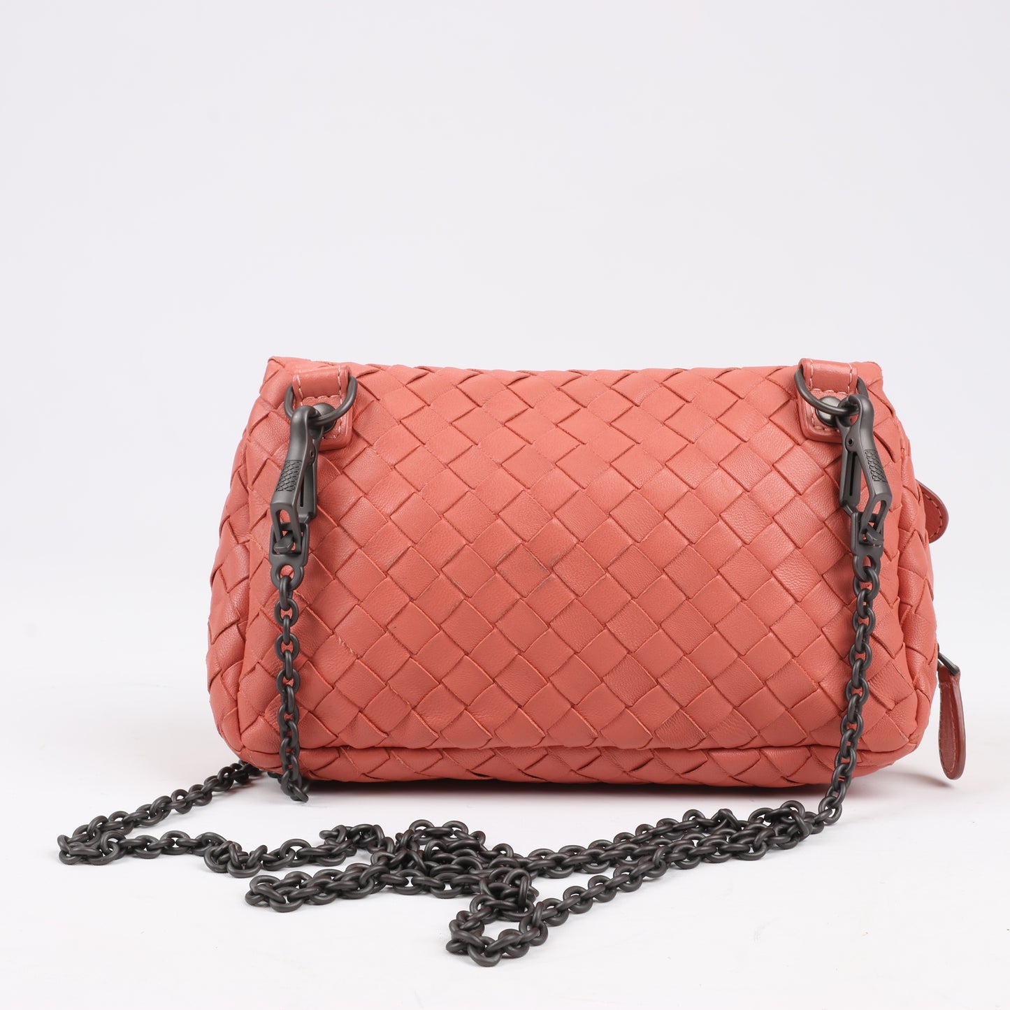 BOTTEGA VENETA Intrecciato Leather Chain Shoulder Bag in Pink