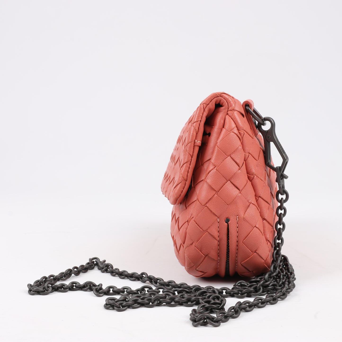 BOTTEGA VENETA Intrecciato Leather Chain Shoulder Bag in Pink