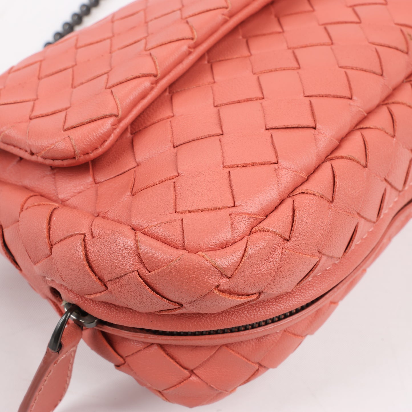 BOTTEGA VENETA Intrecciato Leather Chain Shoulder Bag in Pink
