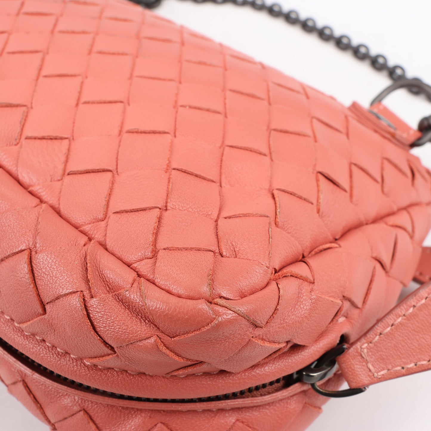 BOTTEGA VENETA Intrecciato Leather Chain Shoulder Bag in Pink