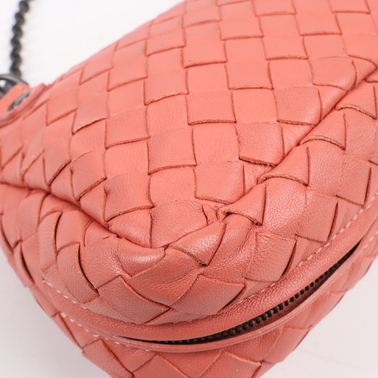 BOTTEGA VENETA Intrecciato Leather Chain Shoulder Bag in Pink