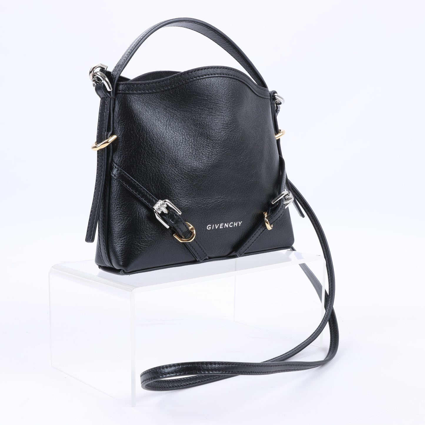 Givenchy „Voyeux“ 2-Wege-Umhängetasche aus schwarzem Leder
