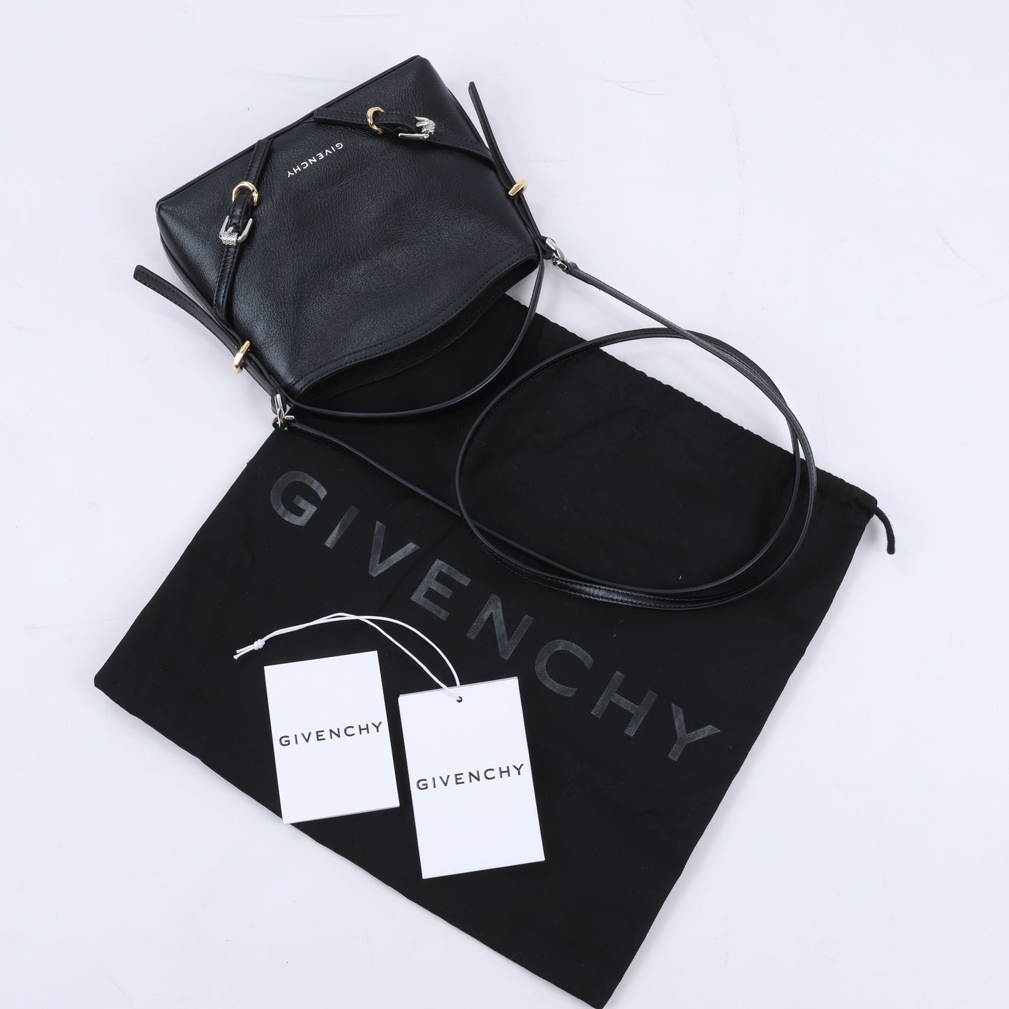 Givenchy „Voyeux“ 2-Wege-Umhängetasche aus schwarzem Leder