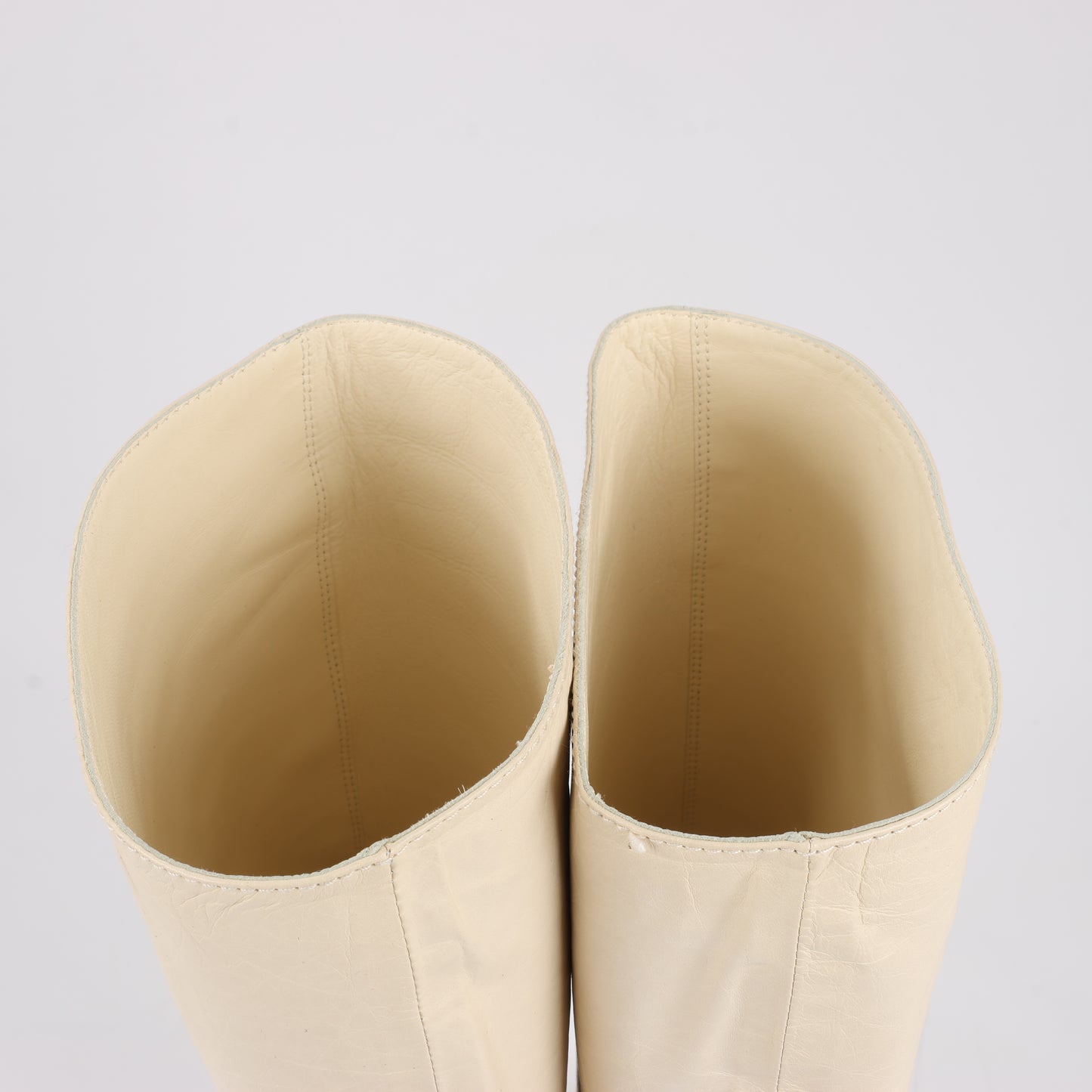 Chanel Coco Mark Matelasse 06A Leather Long Boots in Ivory G25325, Size 38.5 EU