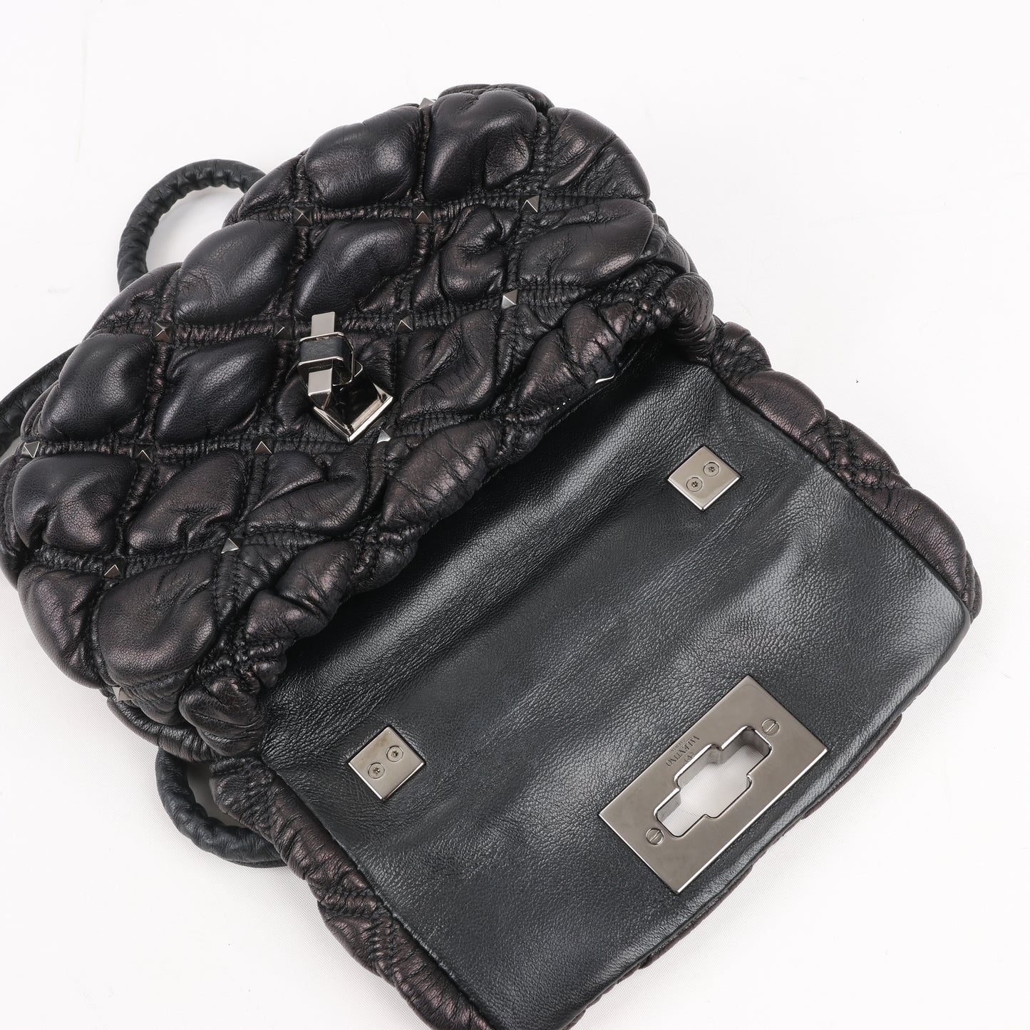 Valentino Garavani Nappa Small Spikeme Shoulder Bag in Black