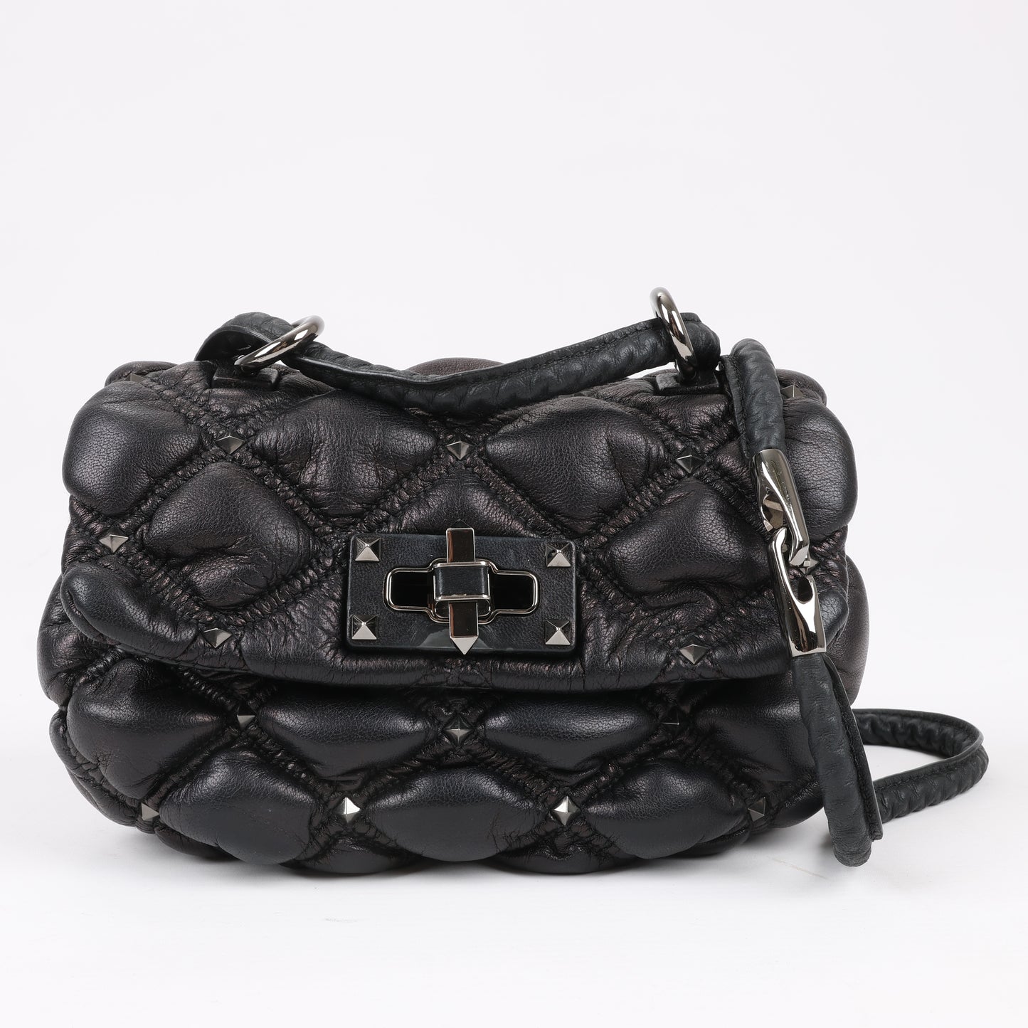Valentino Garavani Nappa Small Spikeme Shoulder Bag in Black