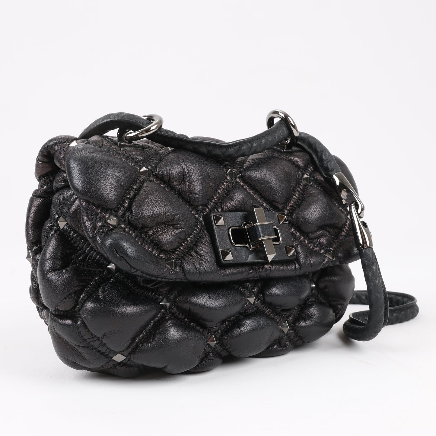 Valentino Garavani Nappa Small Spikeme Shoulder Bag in Black