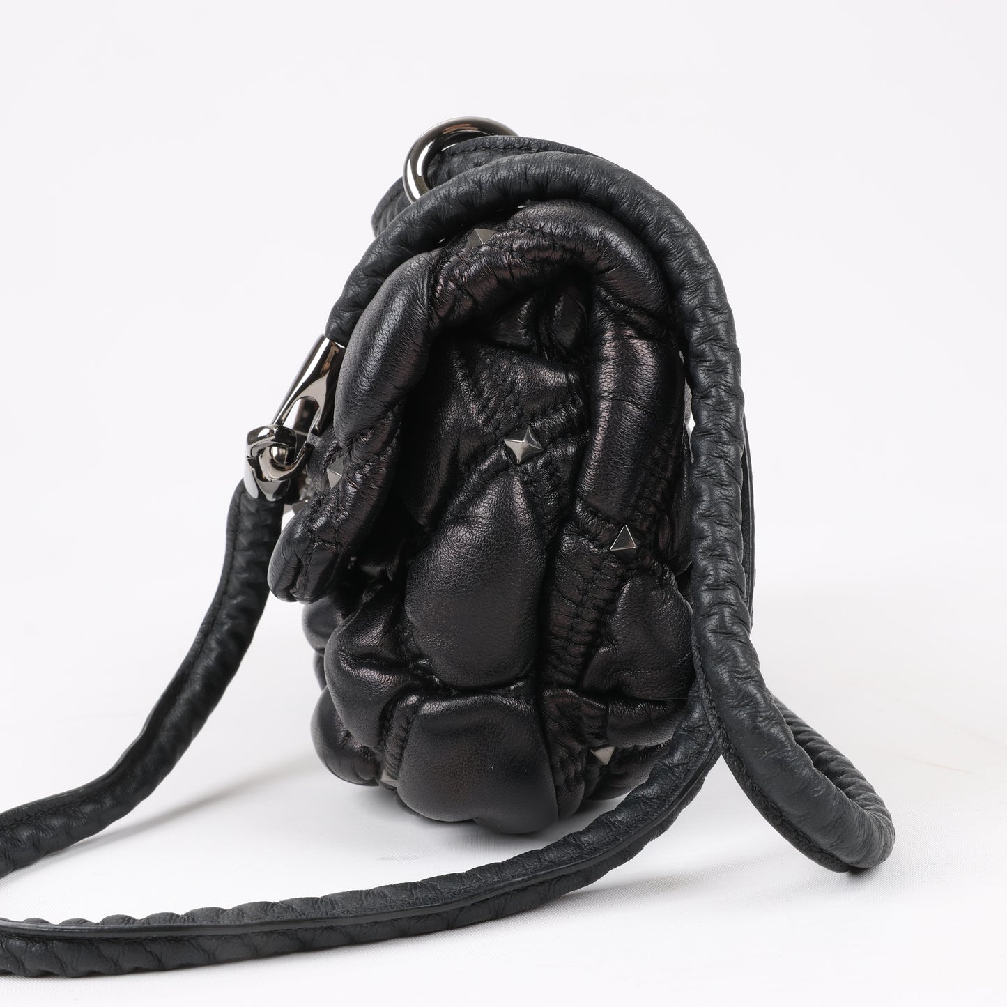 Valentino Garavani Nappa Small Spikeme Shoulder Bag in Black