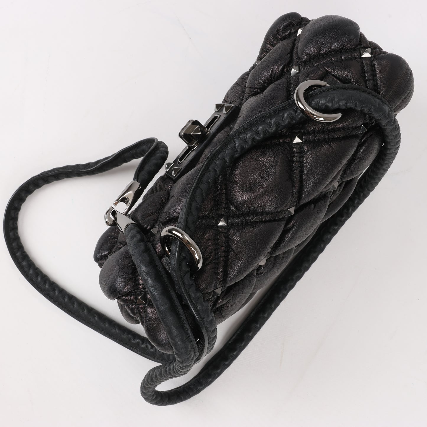 Valentino Garavani Nappa Small Spikeme Shoulder Bag in Black