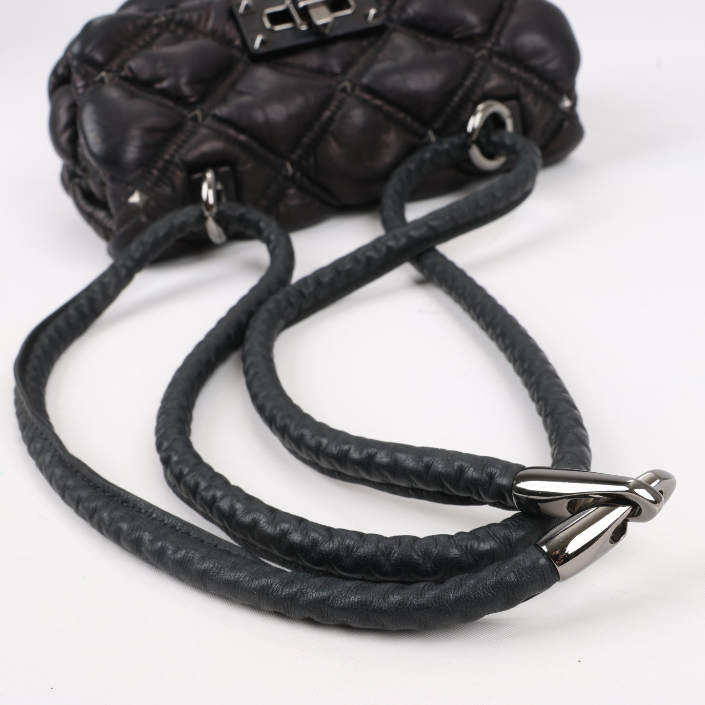 Valentino Garavani Nappa Small Spikeme Shoulder Bag in Black