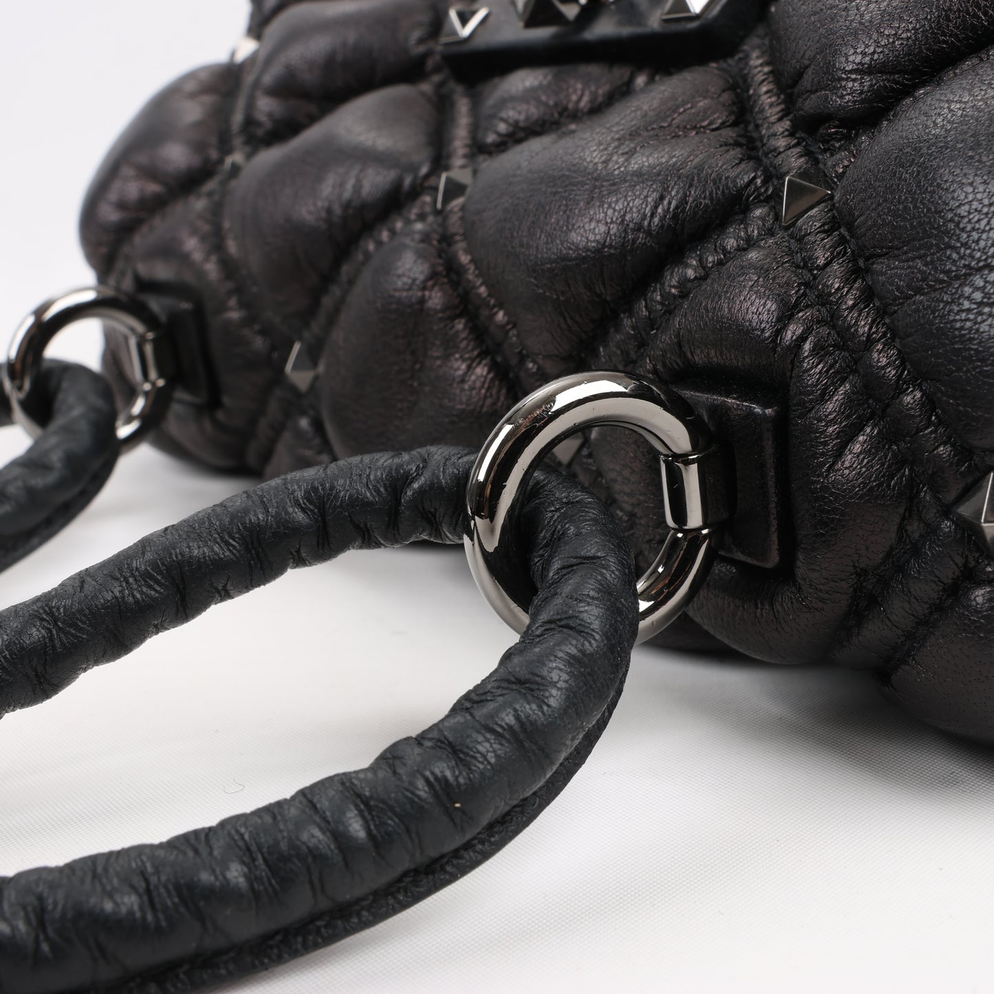 Valentino Garavani Nappa Small Spikeme Shoulder Bag in Black