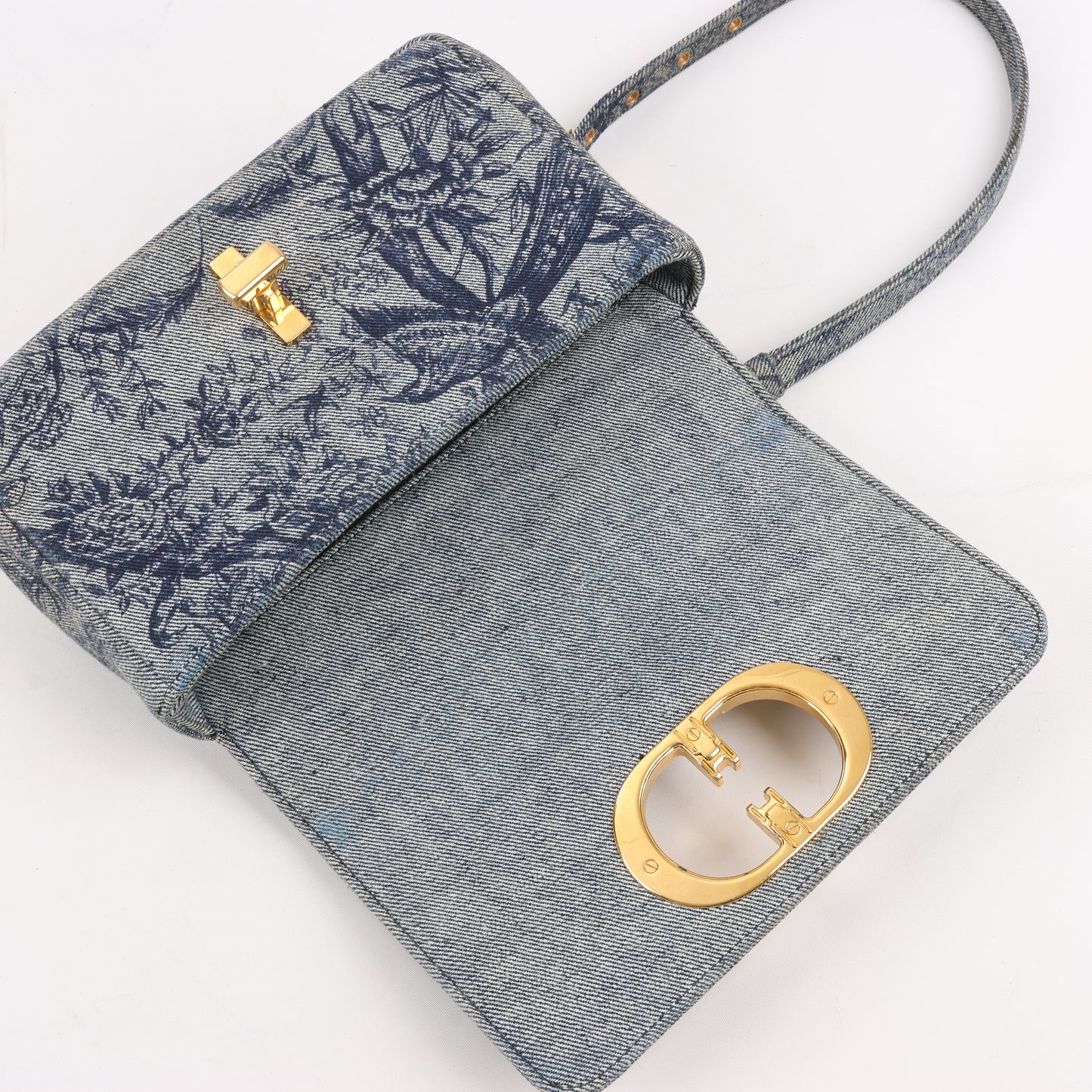 Christian Dior Caro Denim Chain Shoulder Bag in Blue