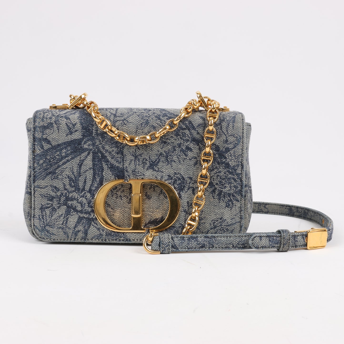 Christian Dior Caro Denim Chain Shoulder Bag in Blue