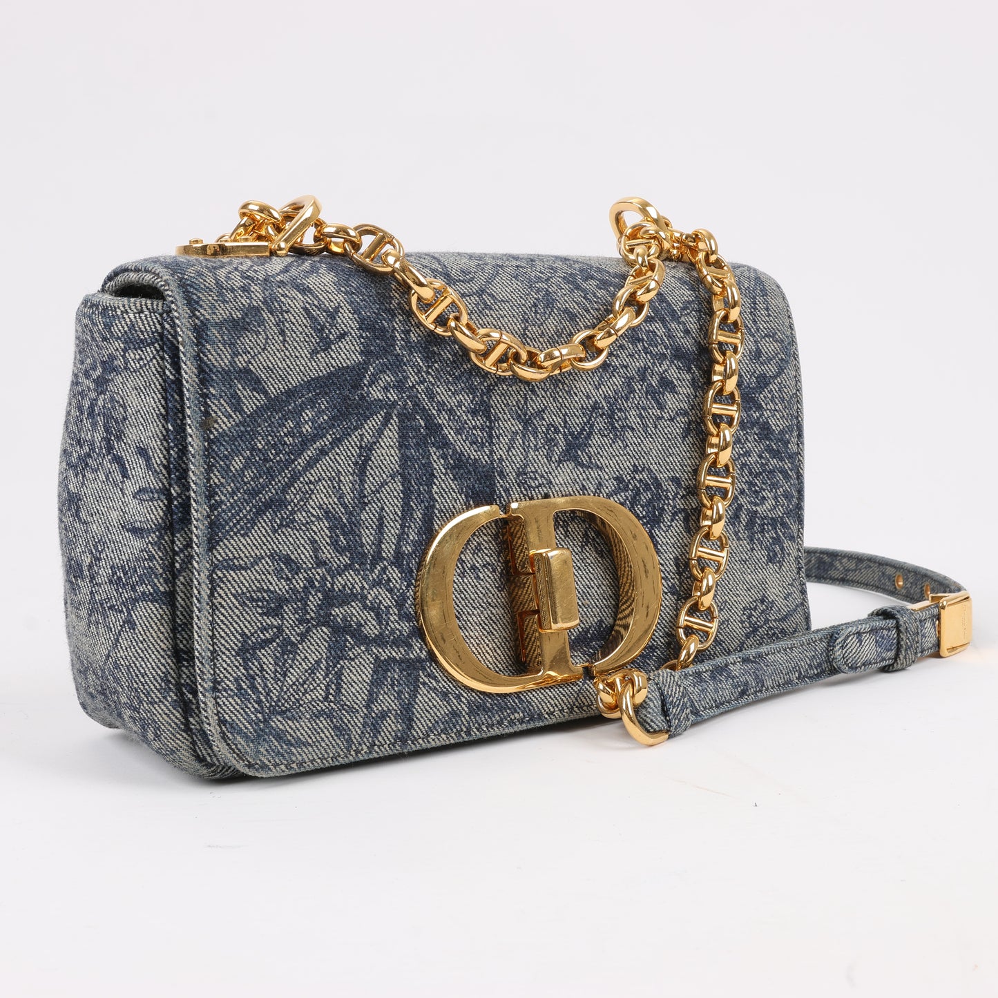 Christian Dior Caro Denim Chain Shoulder Bag in Blue