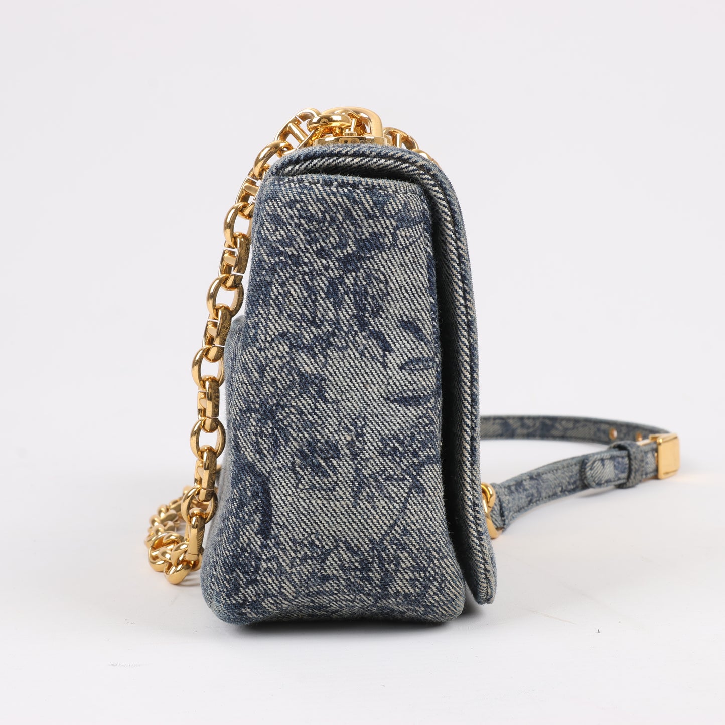 Christian Dior Caro Denim Chain Shoulder Bag in Blue