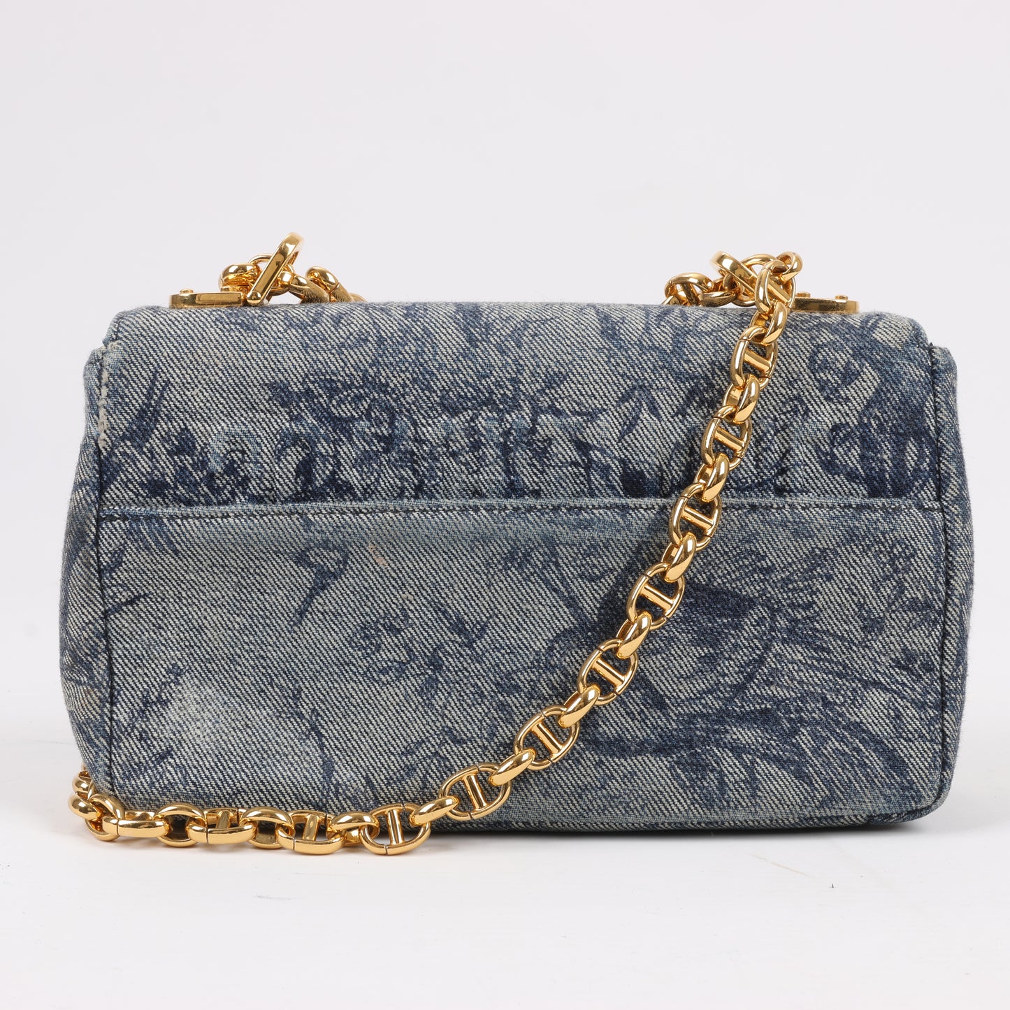 Christian Dior Caro Denim Chain Shoulder Bag in Blue