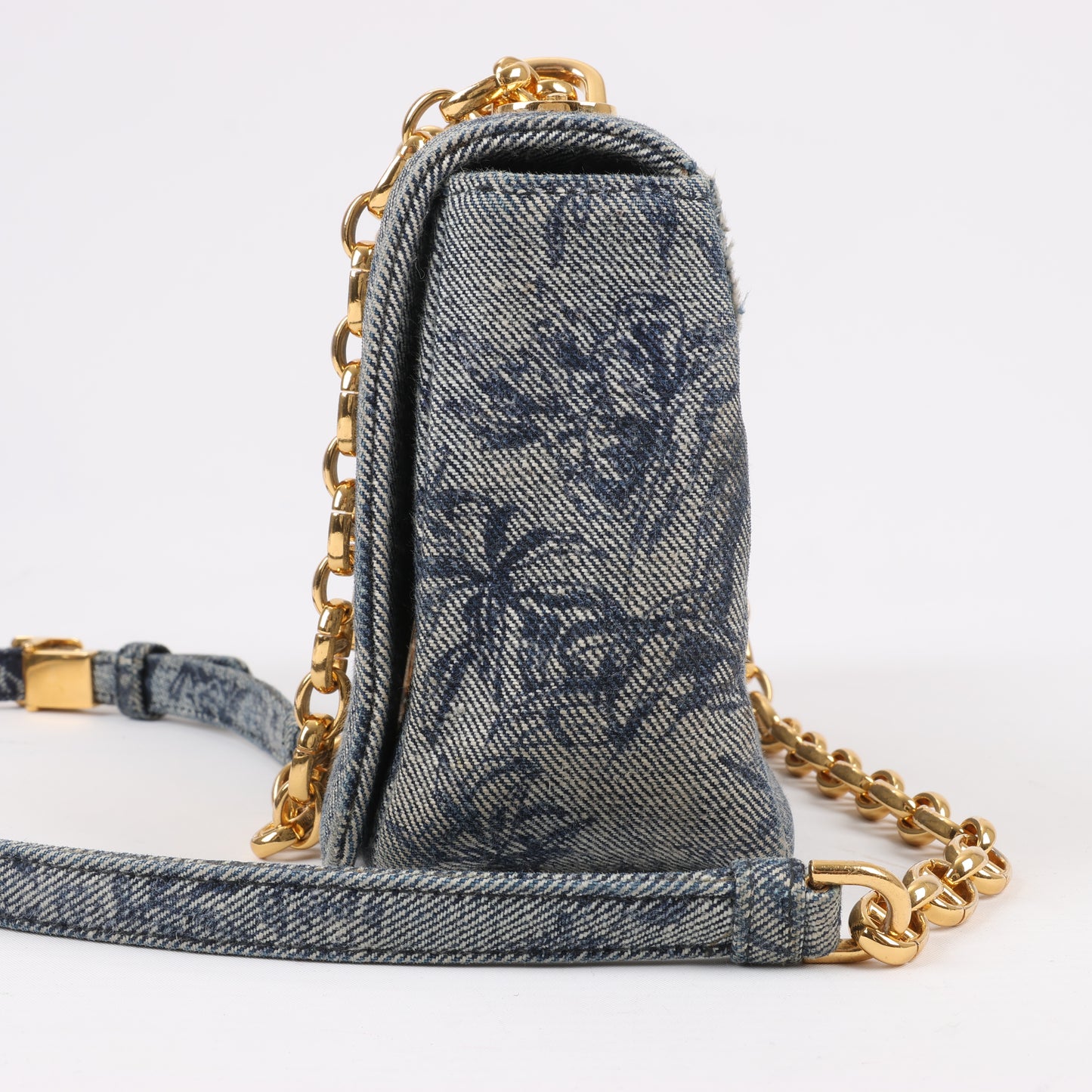 Christian Dior Caro Denim Chain Shoulder Bag in Blue