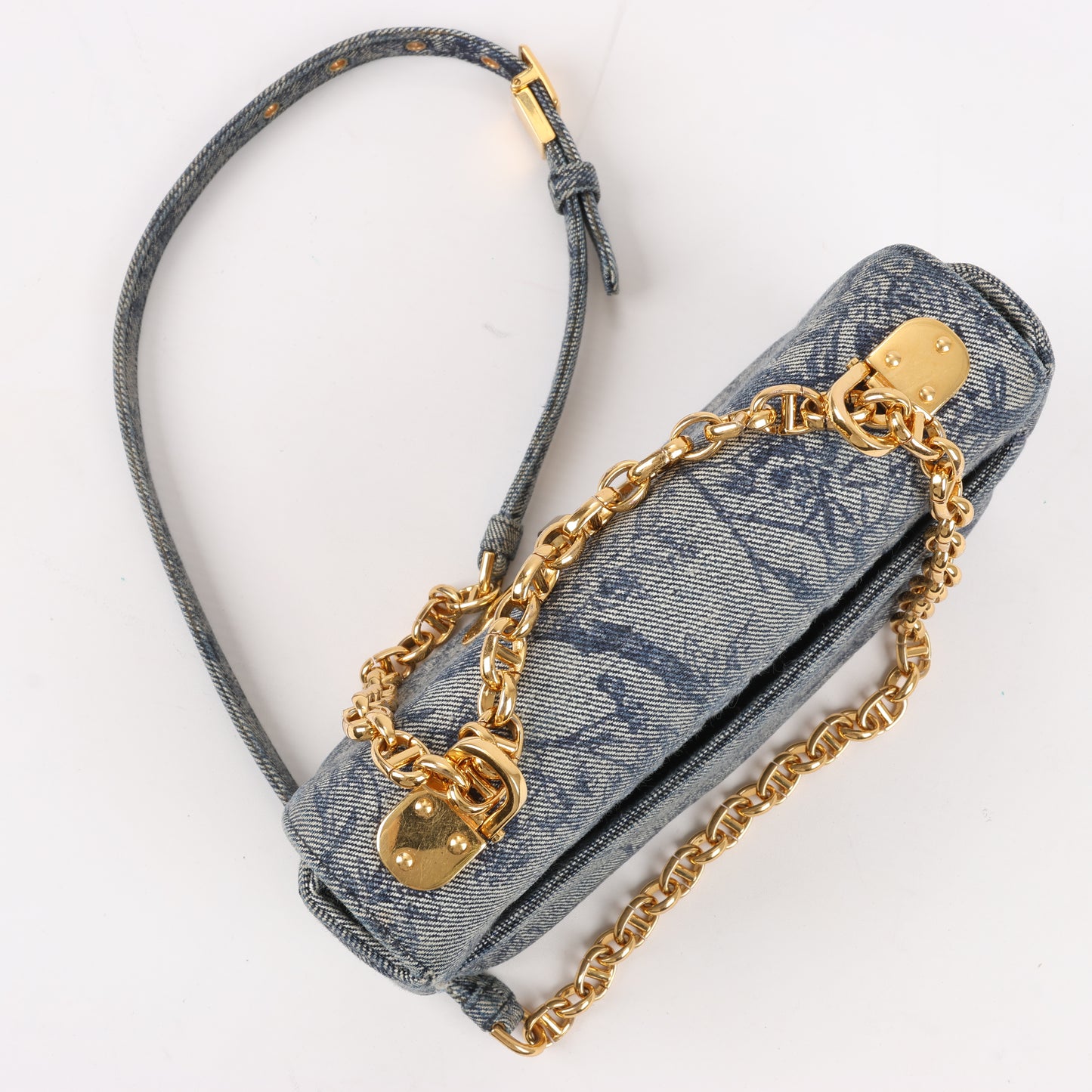 Christian Dior Caro Denim Chain Shoulder Bag in Blue
