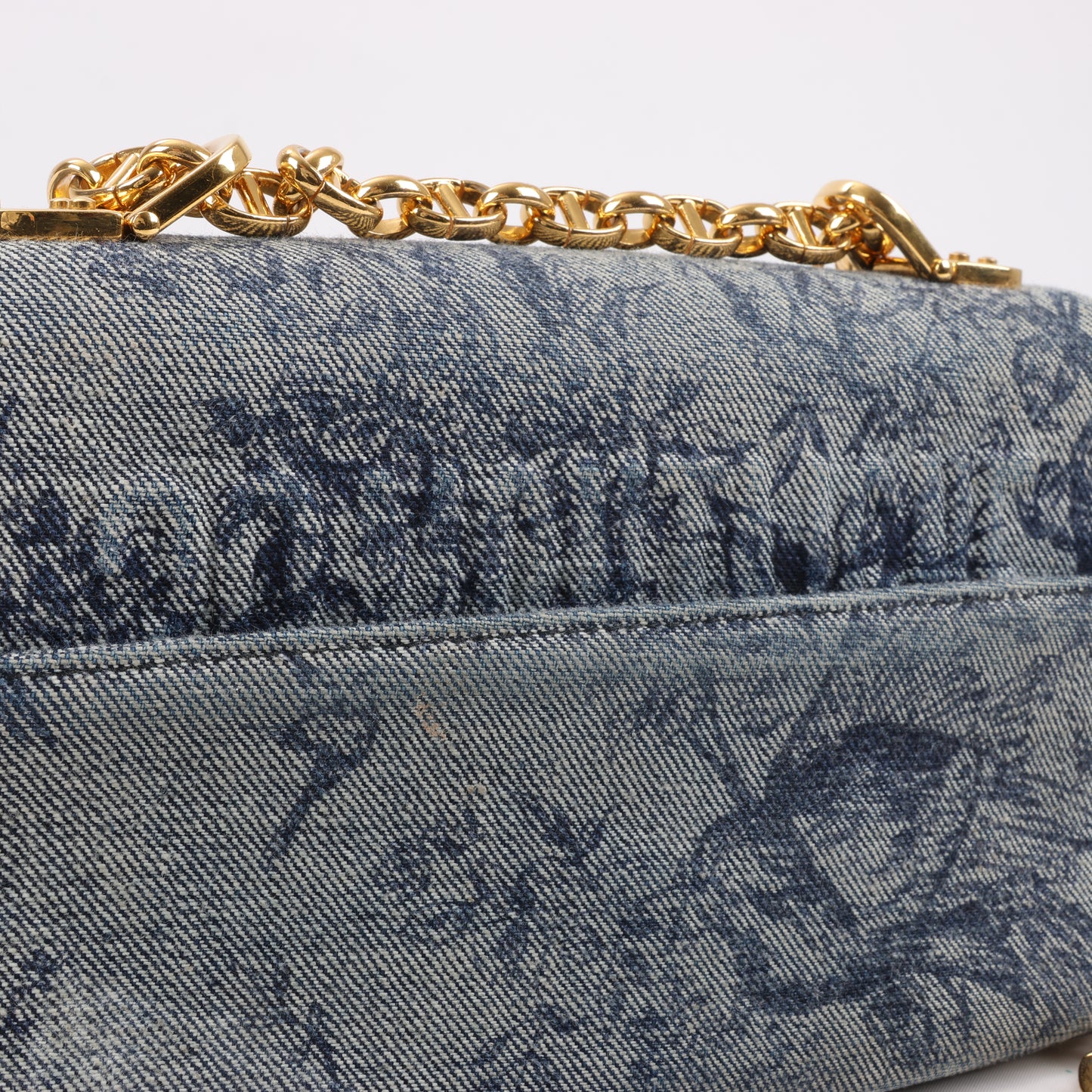 Christian Dior Caro Denim Chain Shoulder Bag in Blue