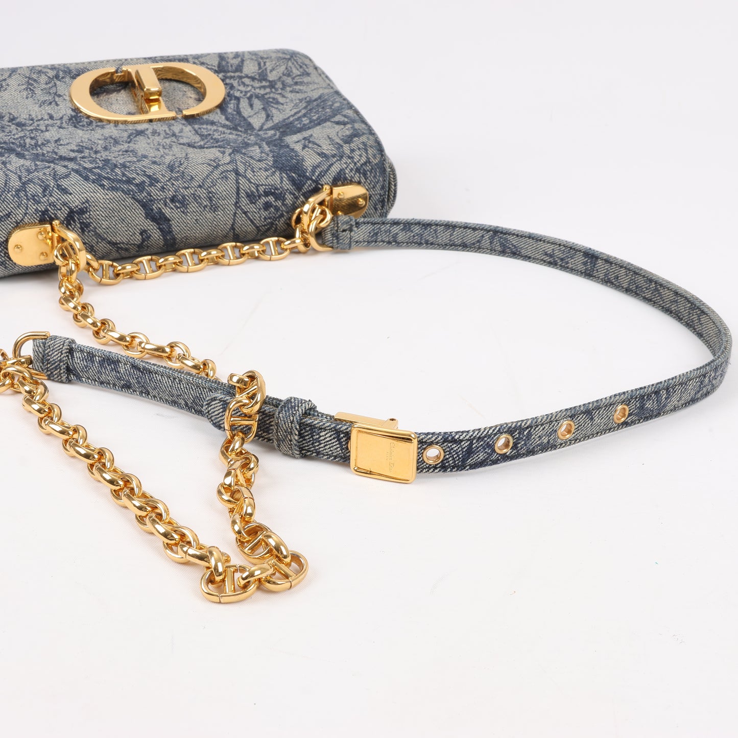 Christian Dior Caro Denim Chain Shoulder Bag in Blue