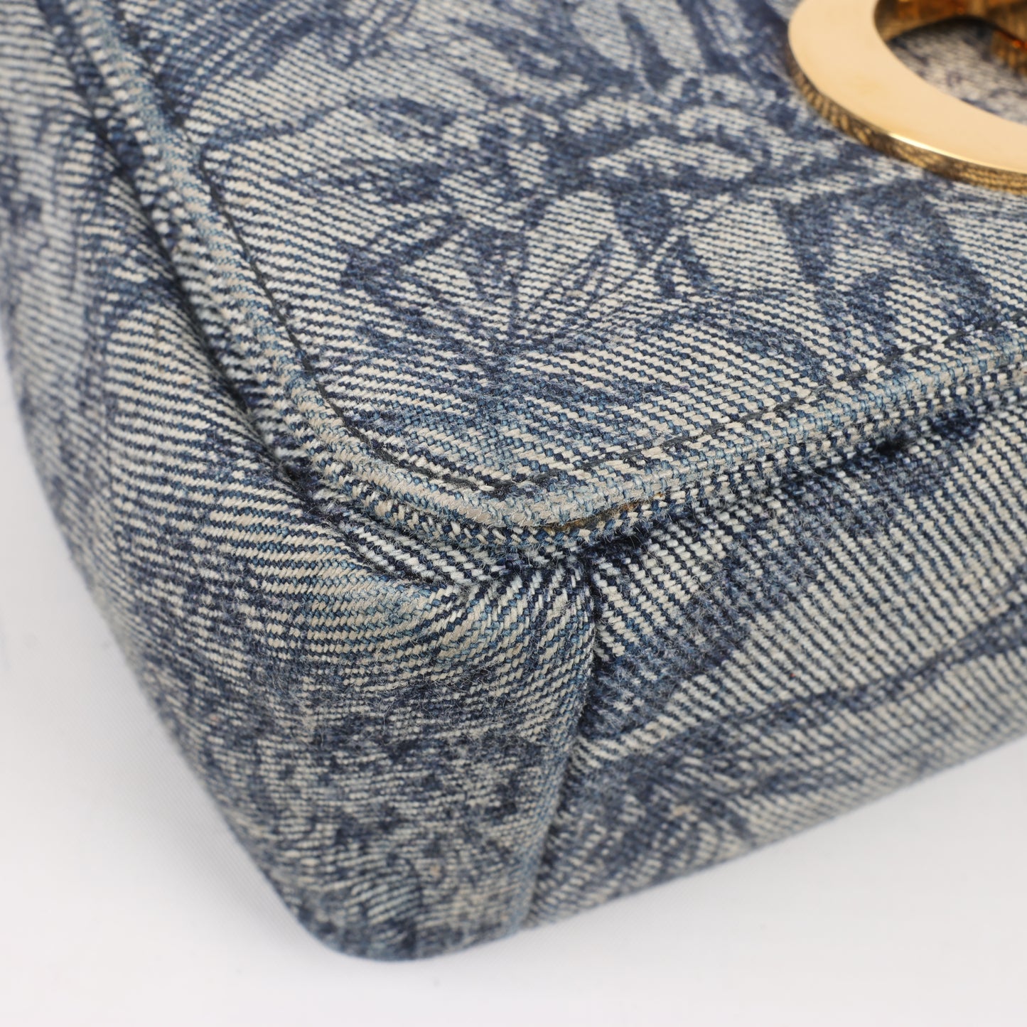 Christian Dior Caro Denim Chain Shoulder Bag in Blue