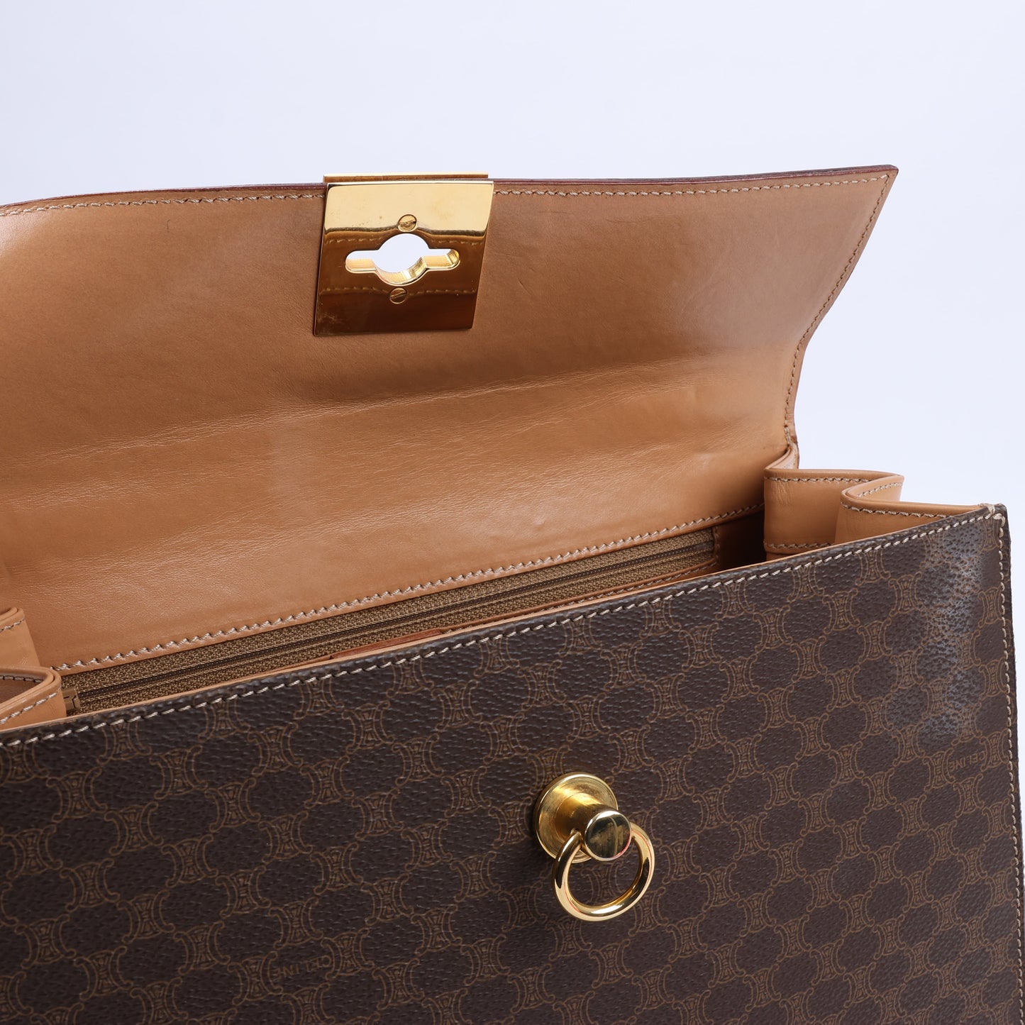CELINE Macadam Handtasche aus PVC und Leder in Braun