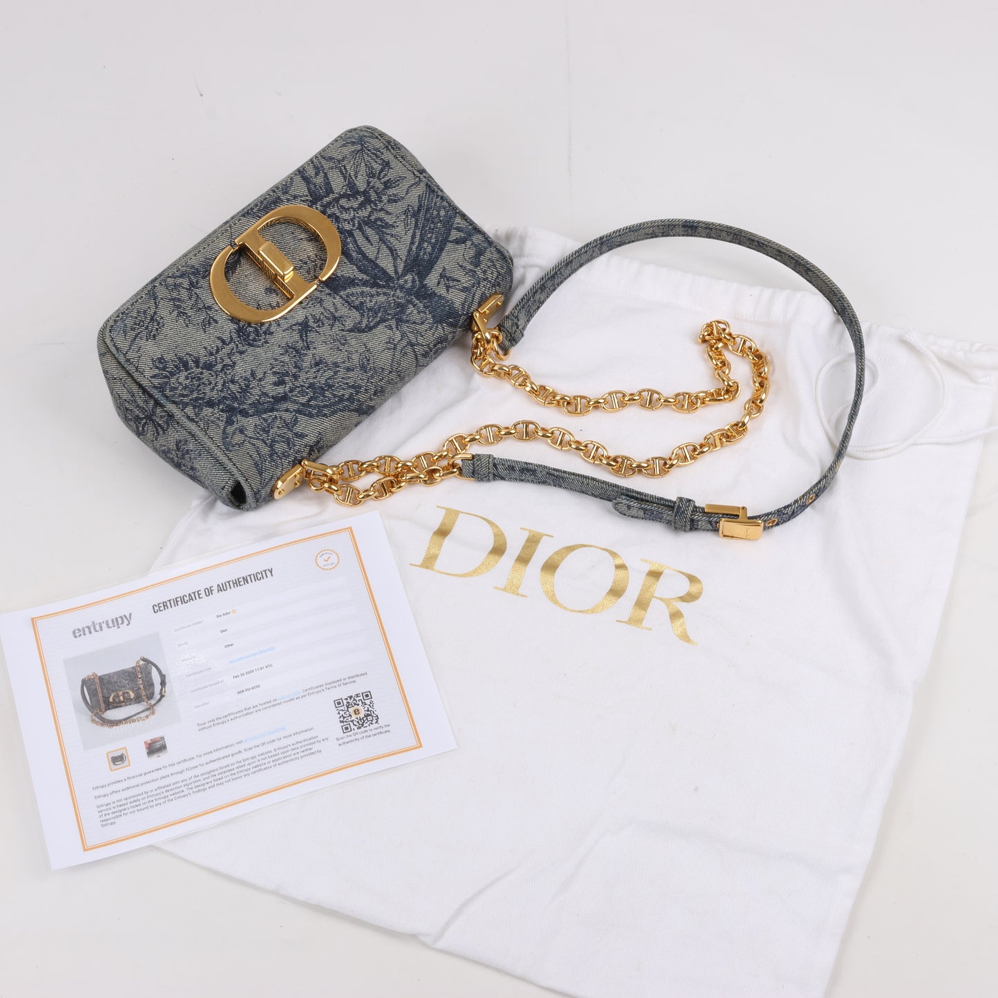 Christian Dior Caro Denim Chain Shoulder Bag in Blue