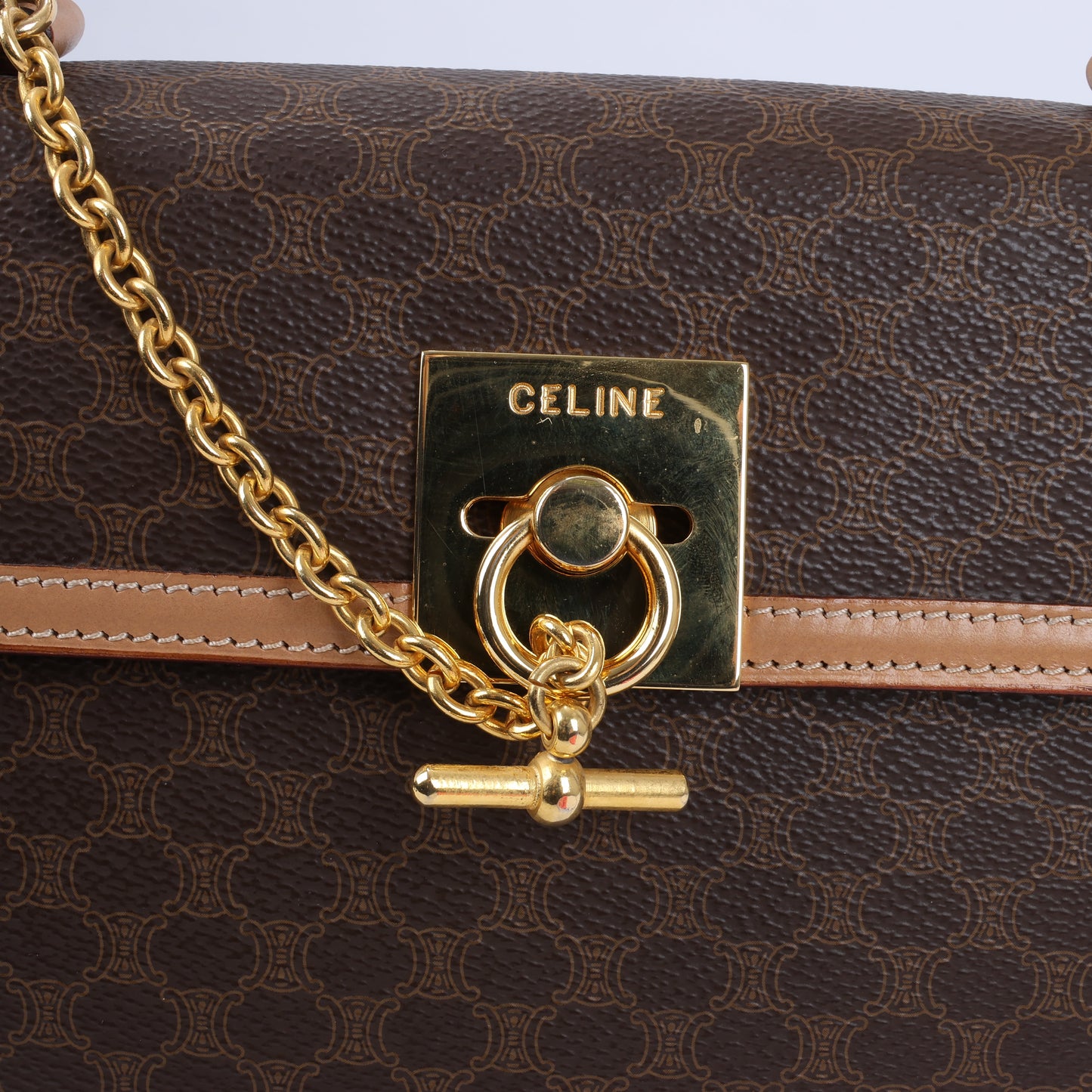CELINE Macadam Handtasche aus PVC und Leder in Braun