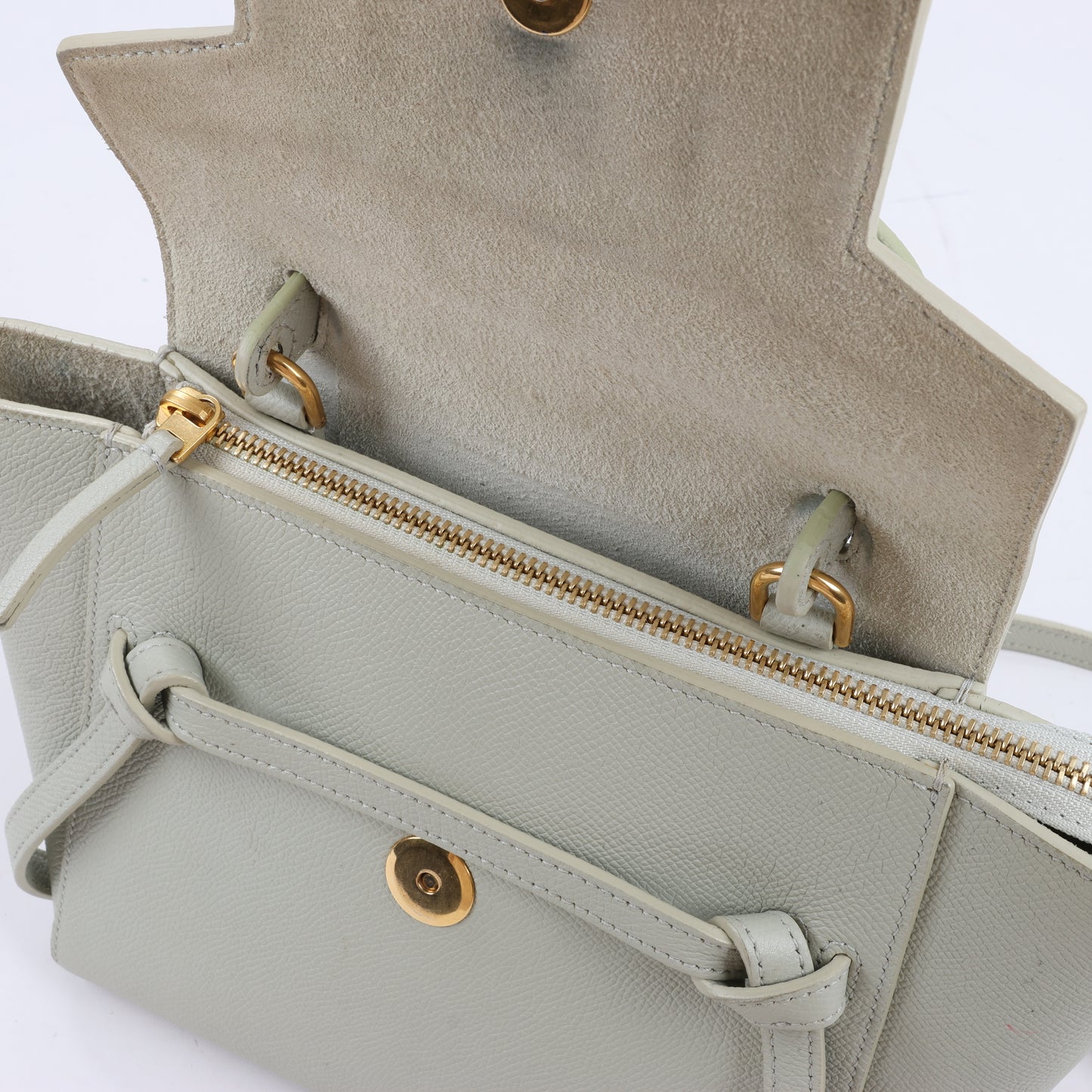 CELINE Gürteltasche aus genarbtem Kalbsleder Nano 2Way Handtasche in Mint