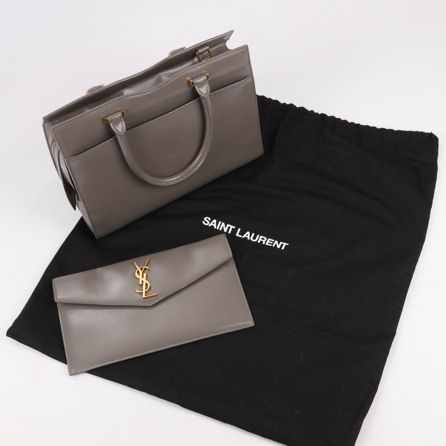 Saint Laurent Paris Uptown Lederhandtasche in Grau 557653