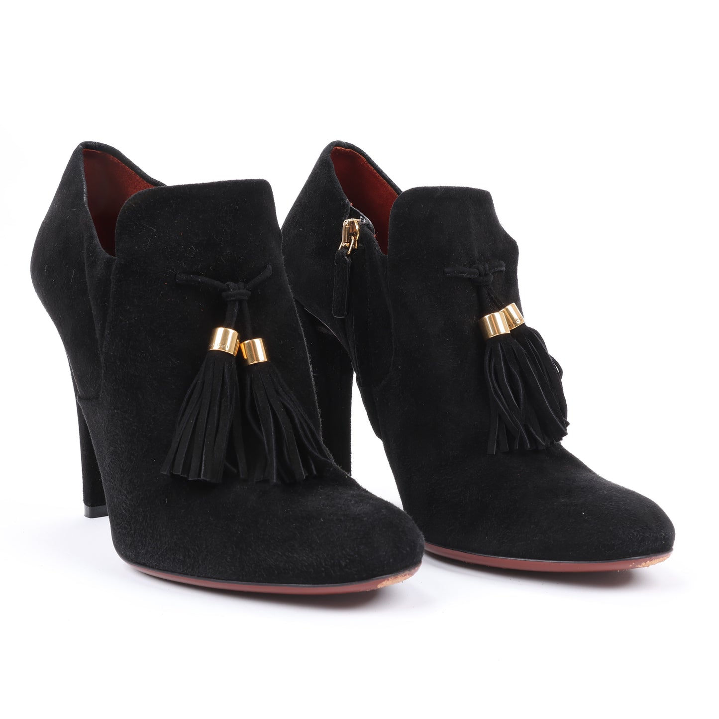 Gucci – Schwarze Stiefeletten aus Wildleder mit Quasten – Größe 37,5 EU 298169