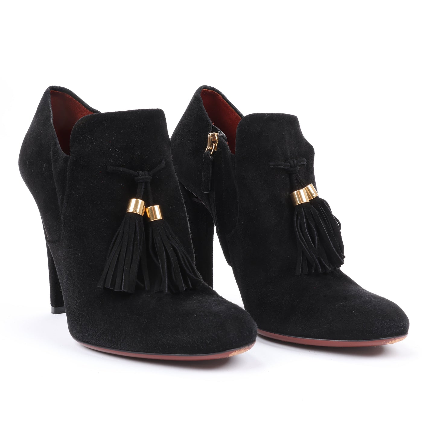 Gucci – Schwarze Stiefeletten aus Wildleder mit Quasten – Größe 37,5 EU 298169