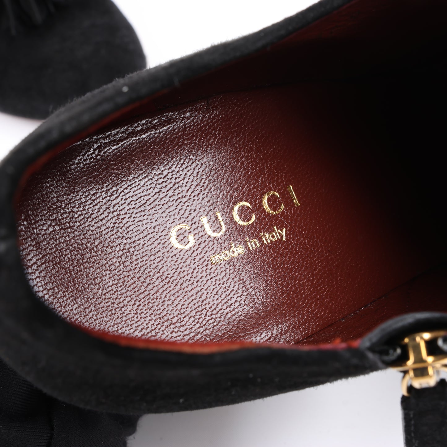 Gucci – Schwarze Stiefeletten aus Wildleder mit Quasten – Größe 37,5 EU 298169