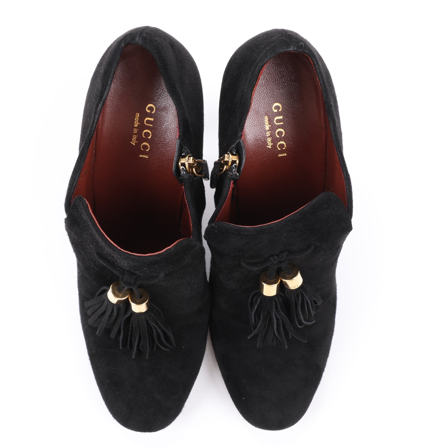 Gucci – Schwarze Stiefeletten aus Wildleder mit Quasten – Größe 37,5 EU 298169