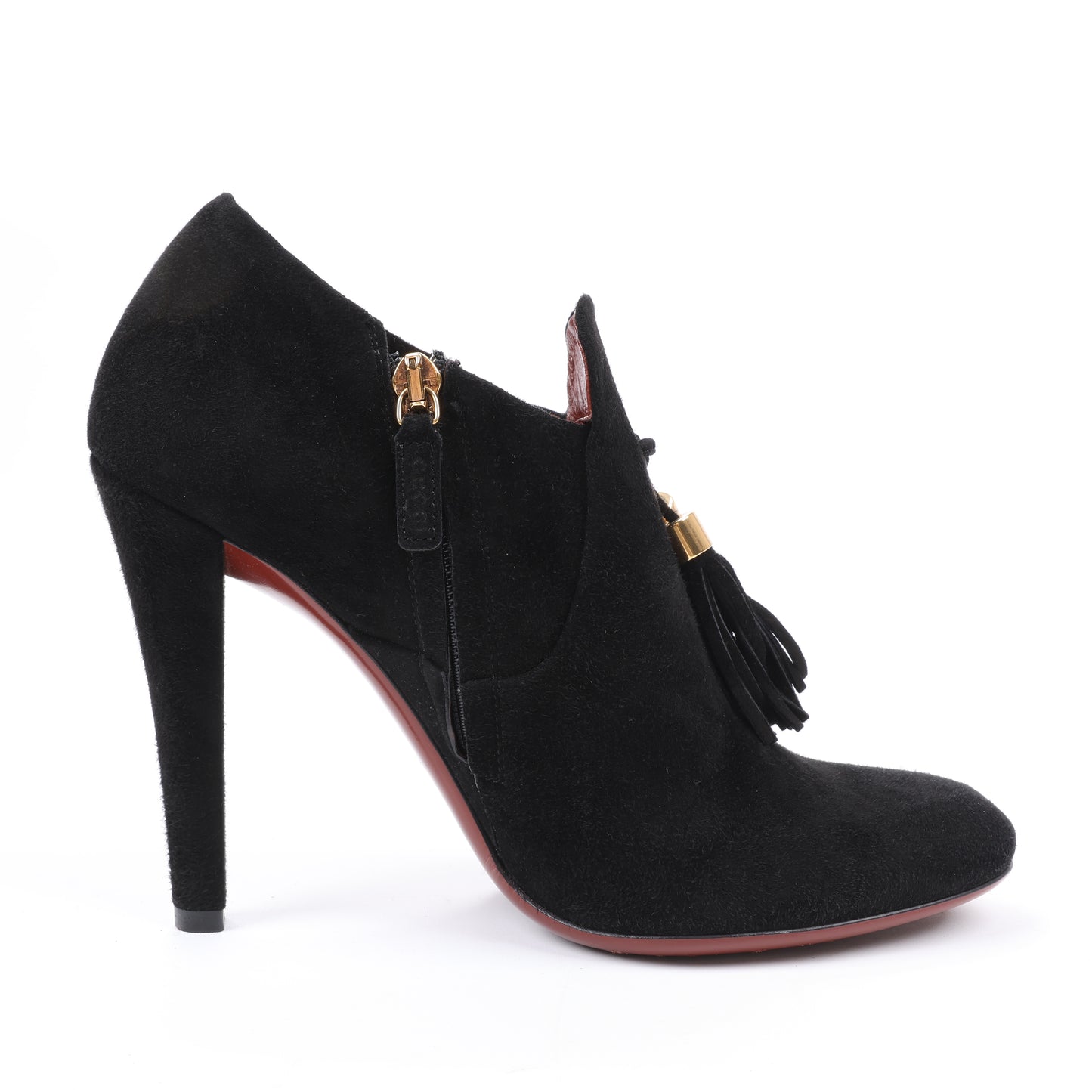 Gucci – Schwarze Stiefeletten aus Wildleder mit Quasten – Größe 37,5 EU 298169