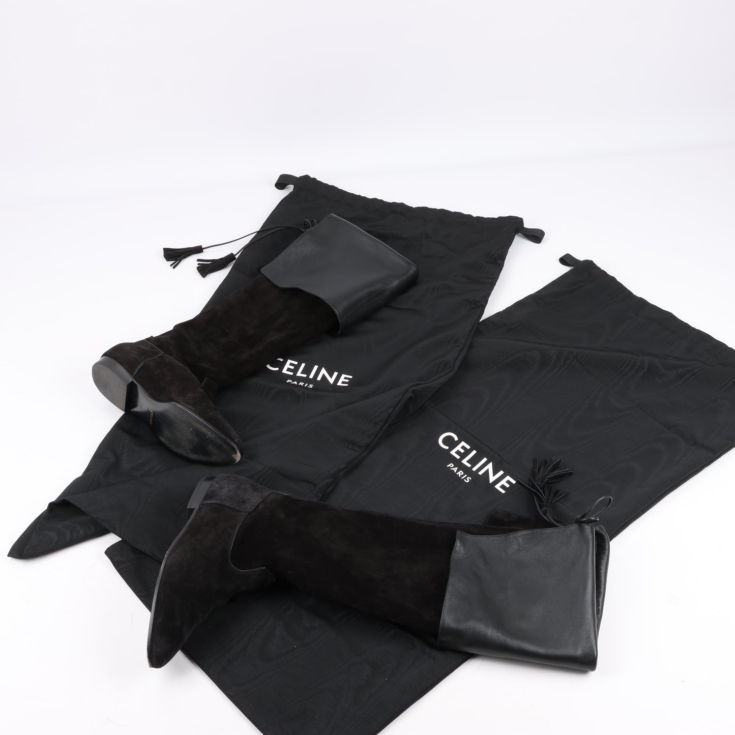 Celine Chat Botté Overknee-Stiefel aus Wildleder-Kalbsleder in Größe 38 RM0220