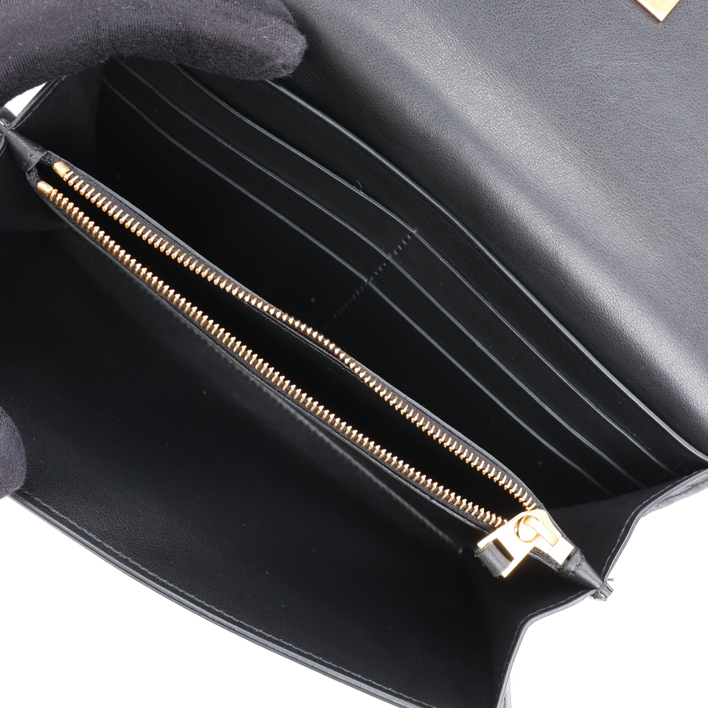 Bottega Veneta – Schwarzes Kontinentalportemonnaie aus glattem Leder