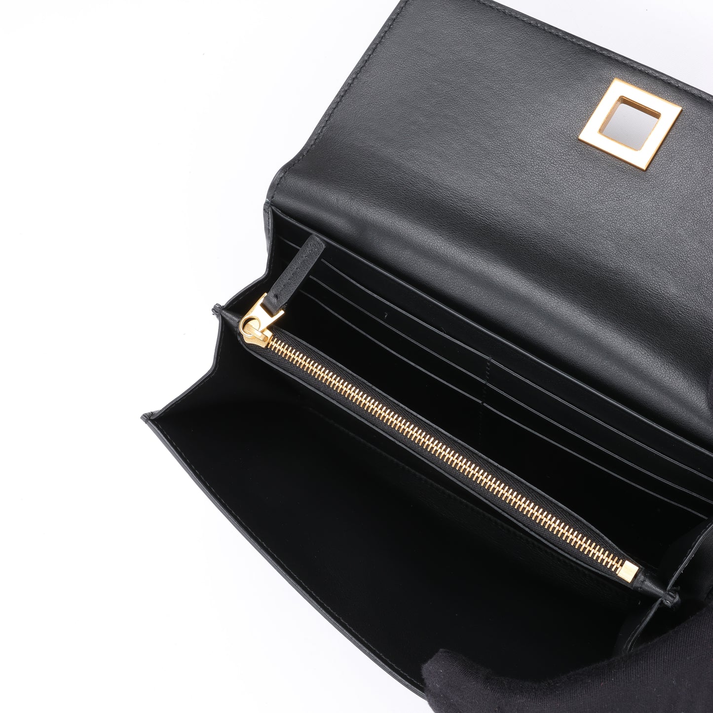 Bottega Veneta – Schwarzes Kontinentalportemonnaie aus glattem Leder