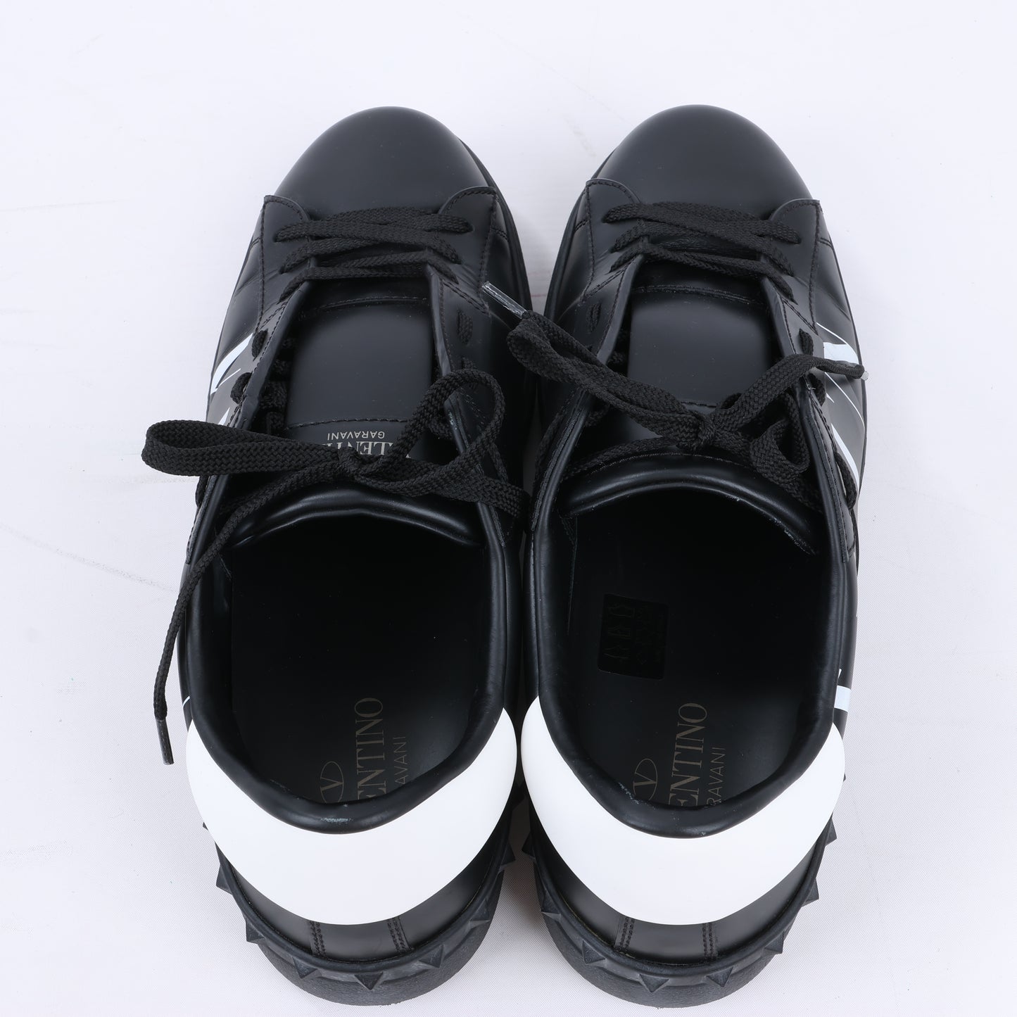 Valentino Garavani VLTN Leder-Sneakers in Schwarz x Weiß, Größe 42 EU